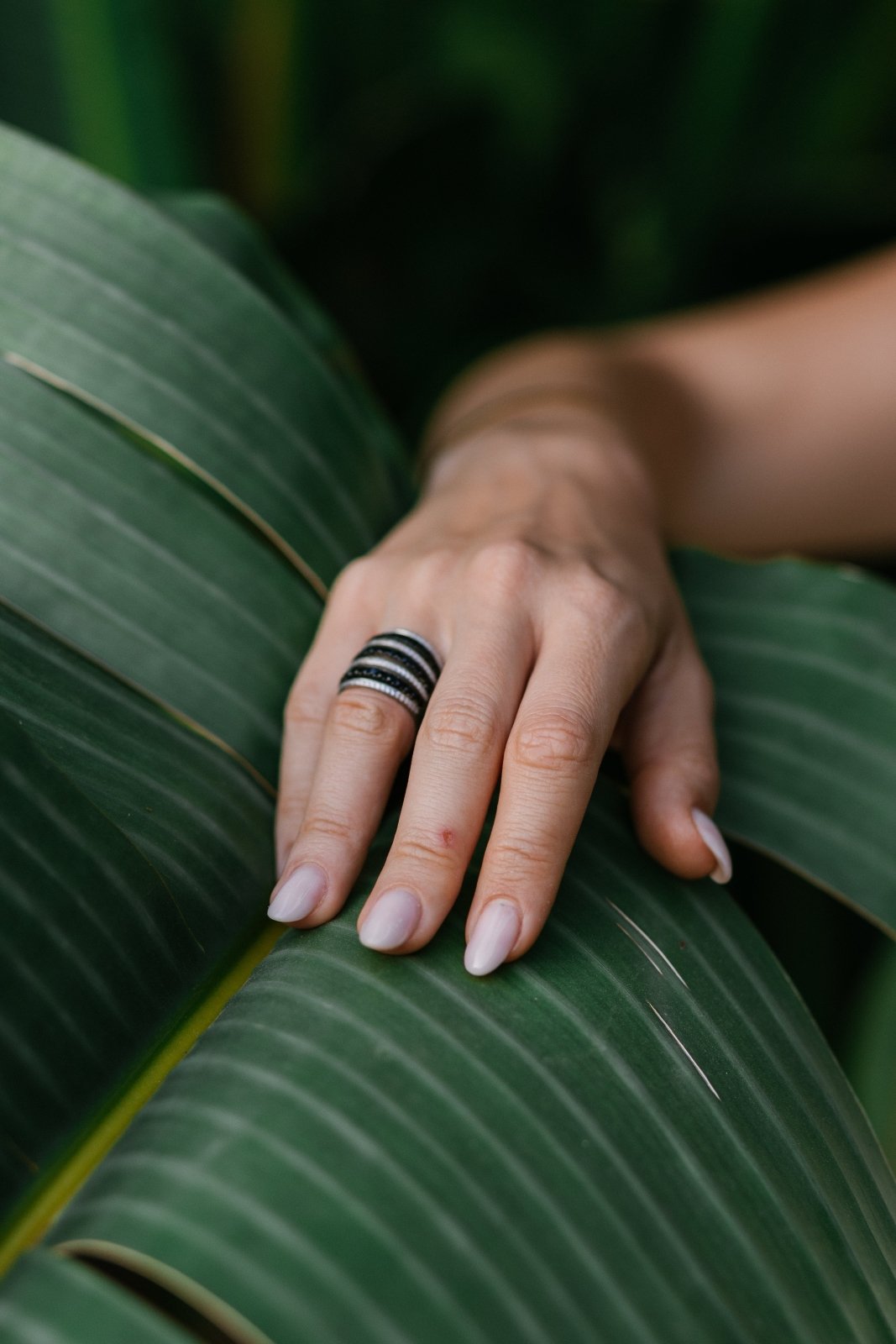 Classic Black & White Silver Ring by Natkina