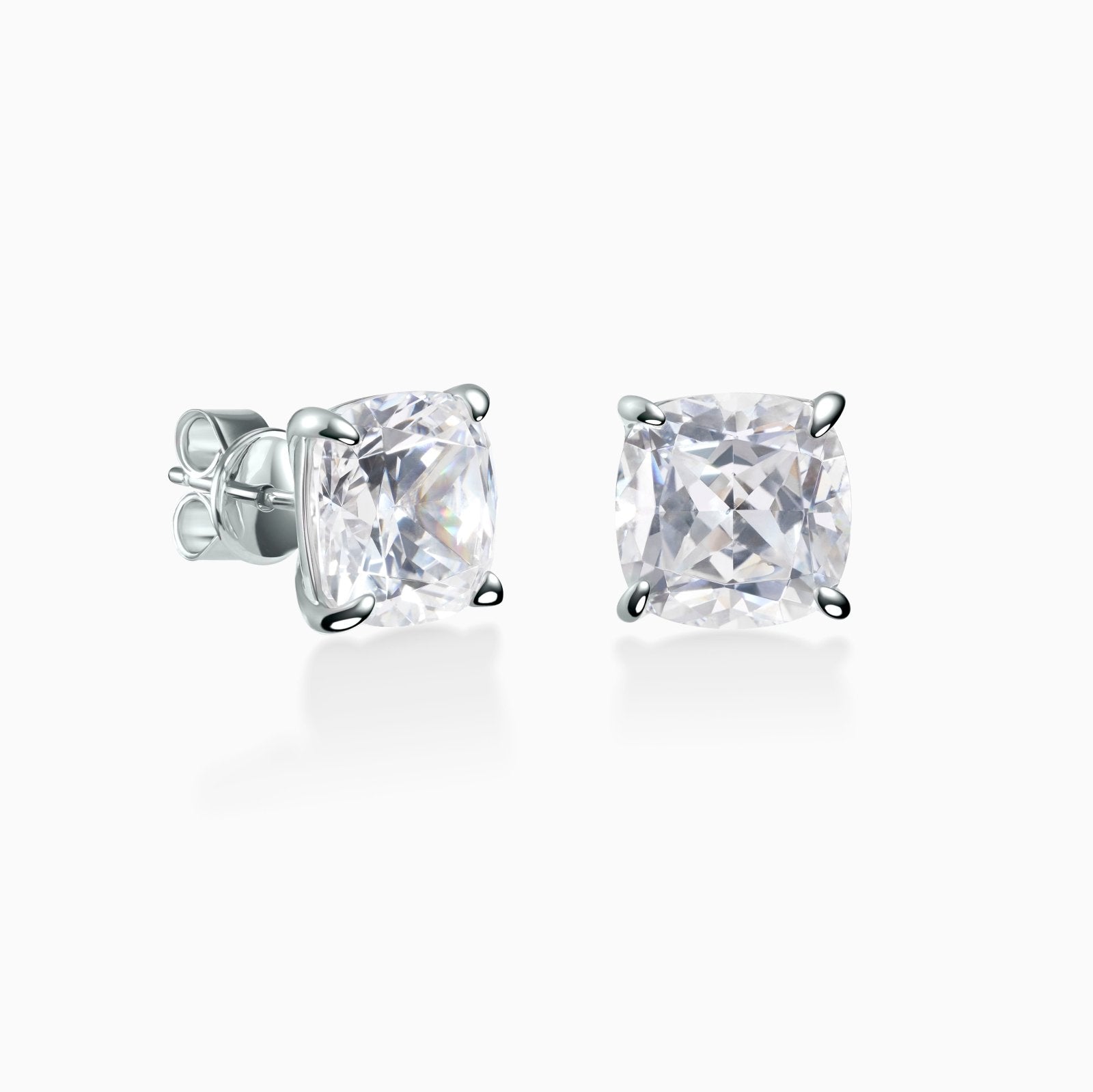 Classic Cushion Cut 8x8 mm Silver Stud Earrings by Natkina