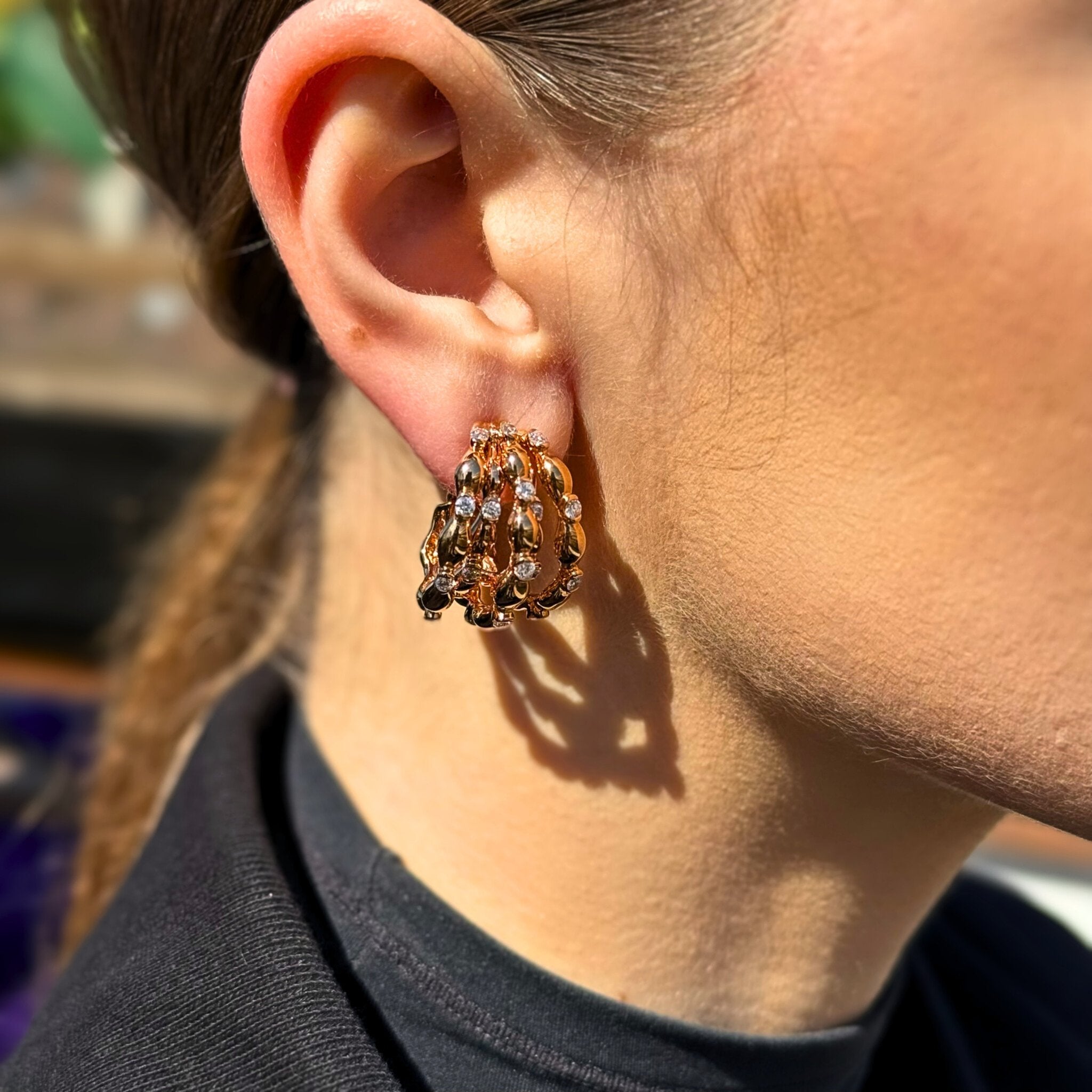 Classic Diamond 18K Gold Yellow Exclusive Earrings by Natkina