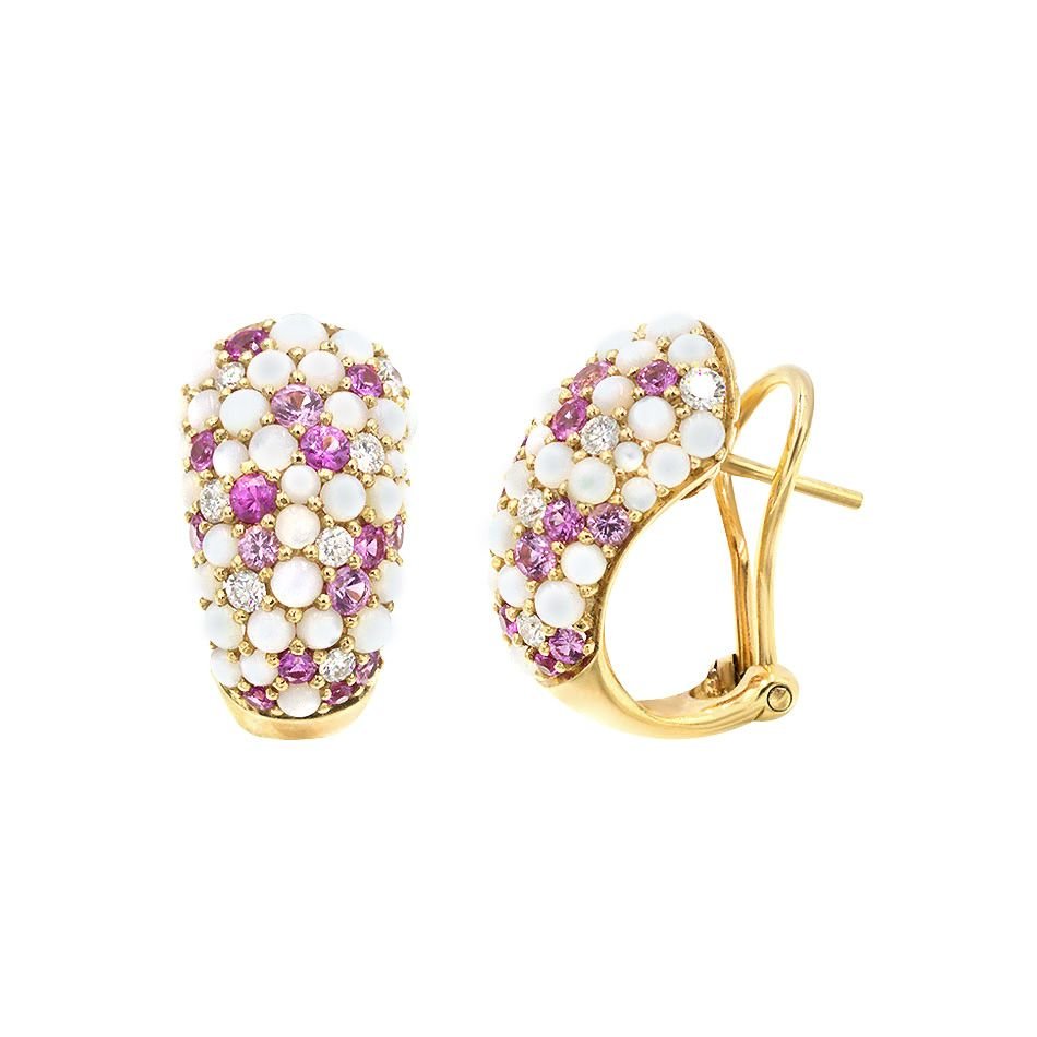 Classic Mother of Pearl Diamond Yellow Gold Earrings For Her by Natkina