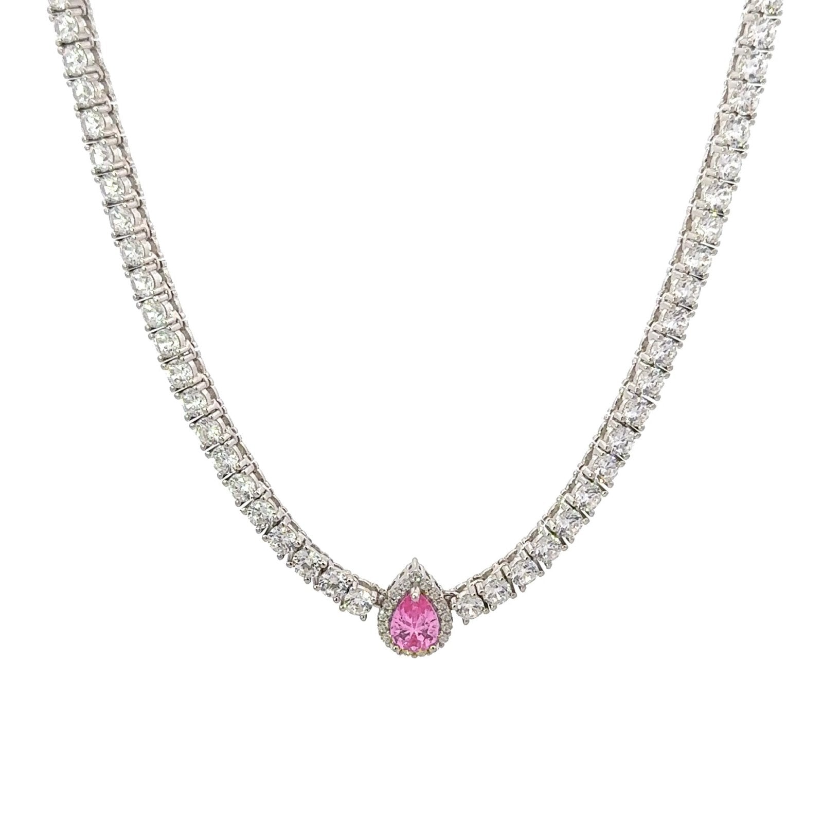 Classic Pear Center Tennis Silver Choker by Natkina