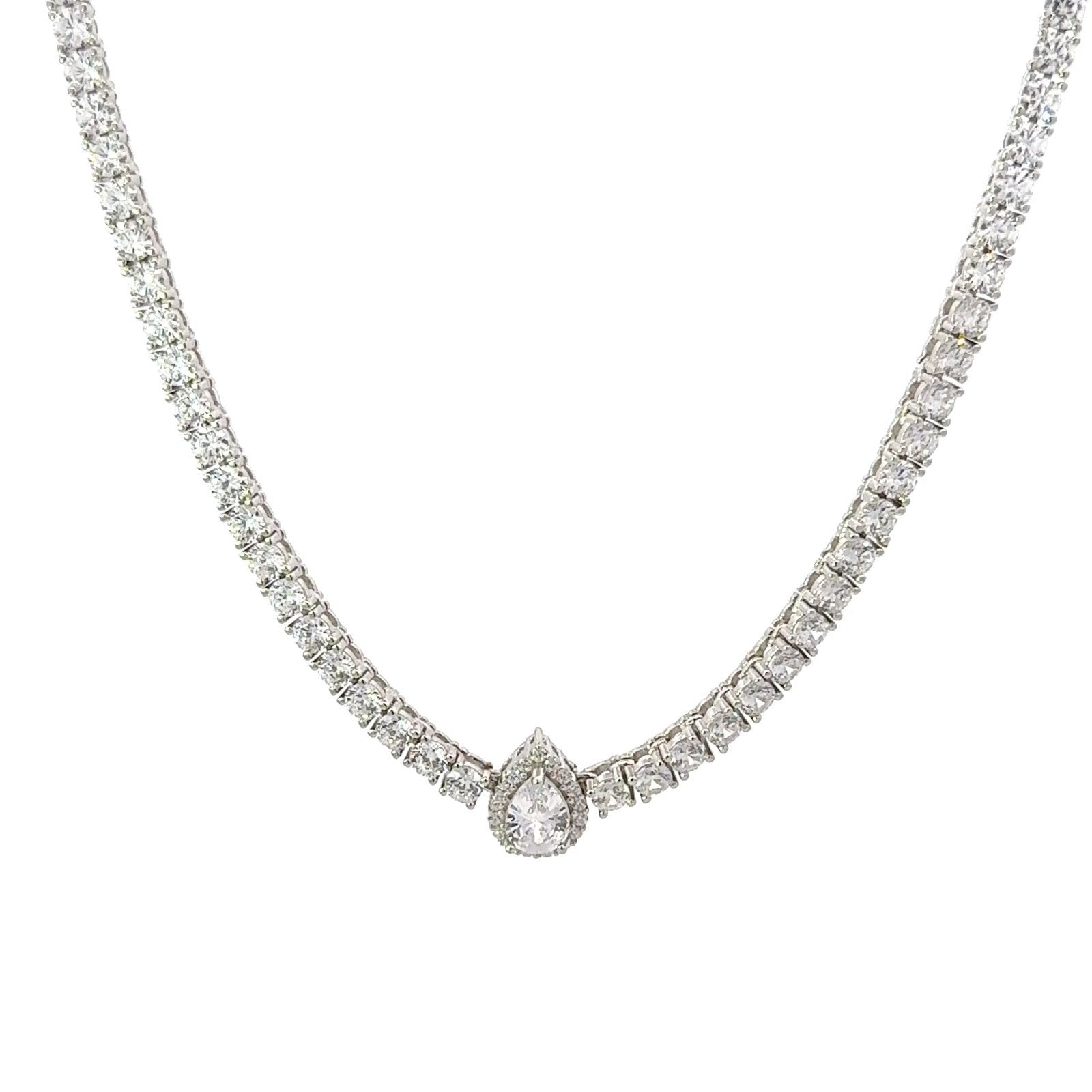Classic Pear Center Tennis Silver Choker by Natkina