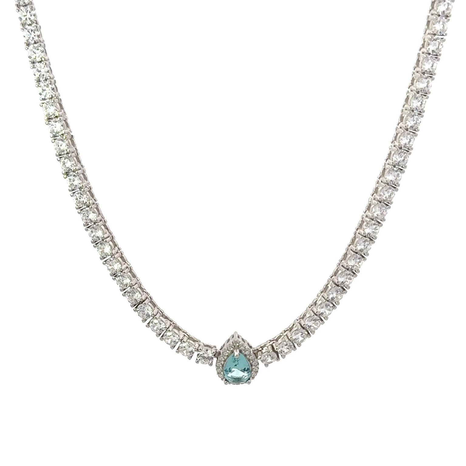 Classic Pear Center Tennis Silver Choker by Natkina