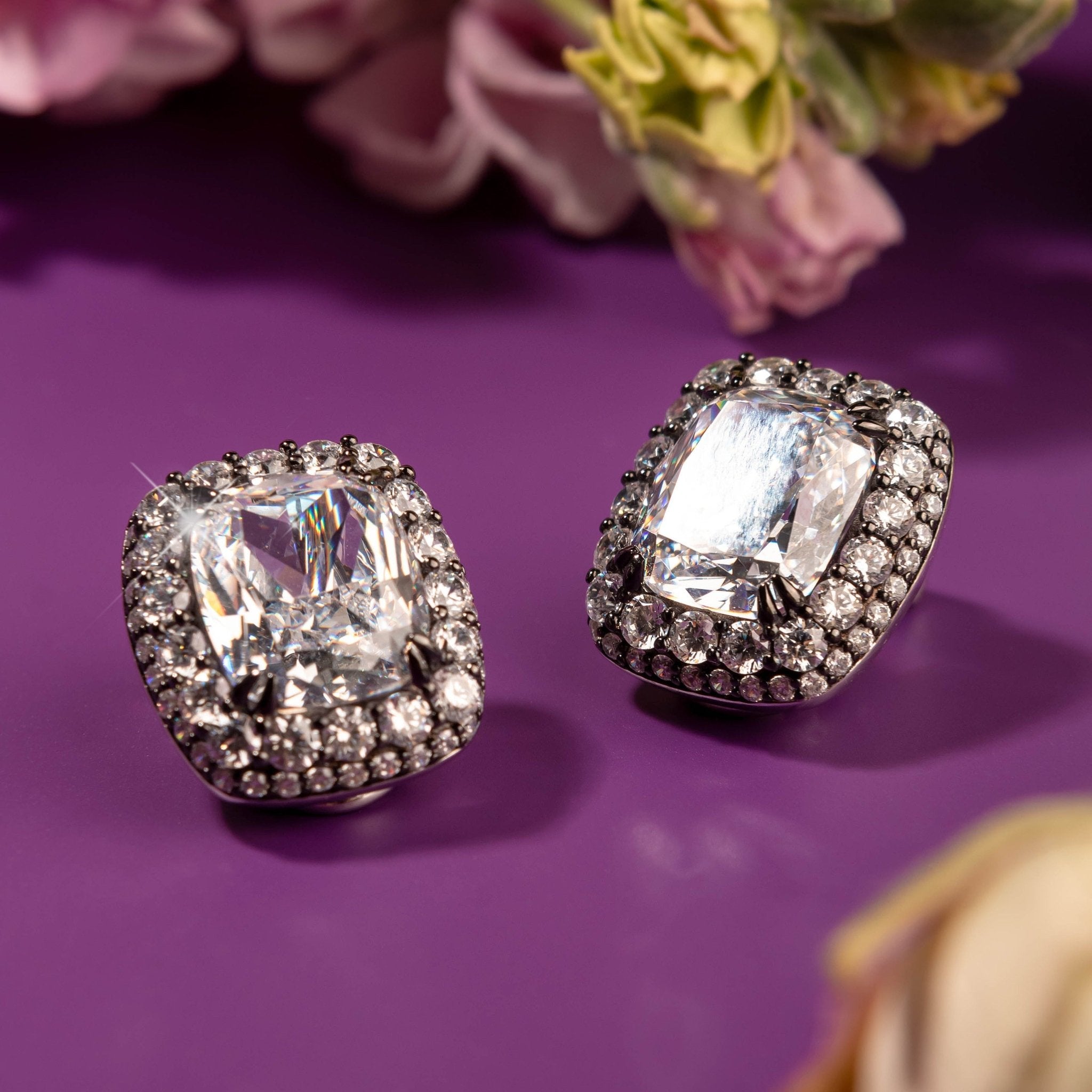 Classy Cushion Cut Festive Silver Earrings by Natkina