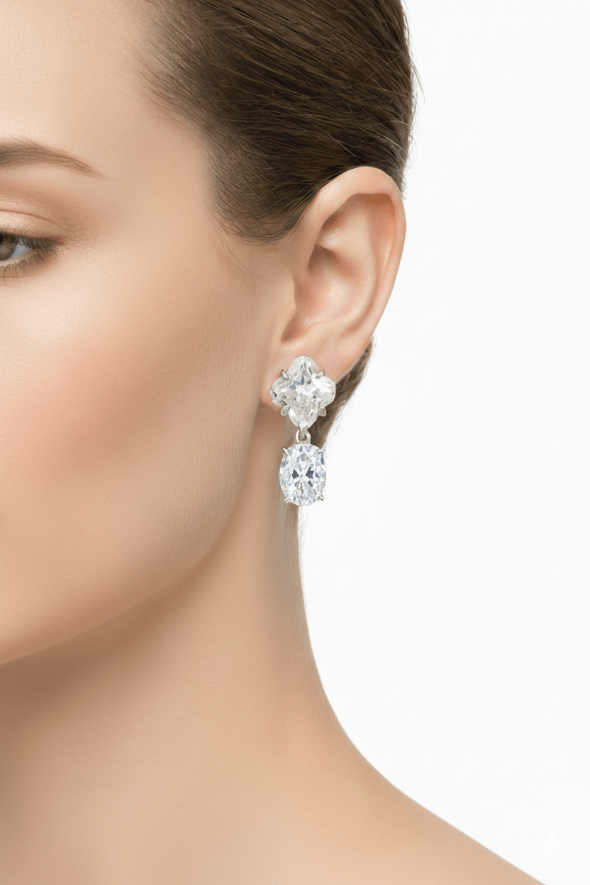 Crystal Clover Drop Earrings by Natkina