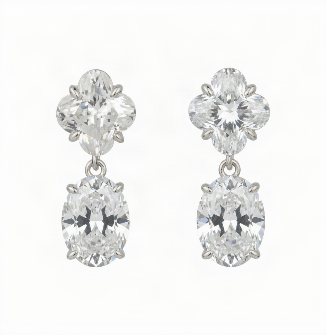 Crystal Clover Drop Earrings by Natkina