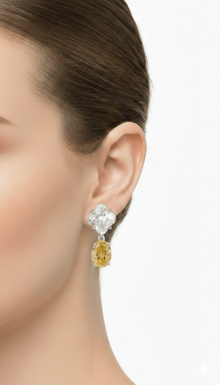 Crystal Clover Drop Earrings by Natkina