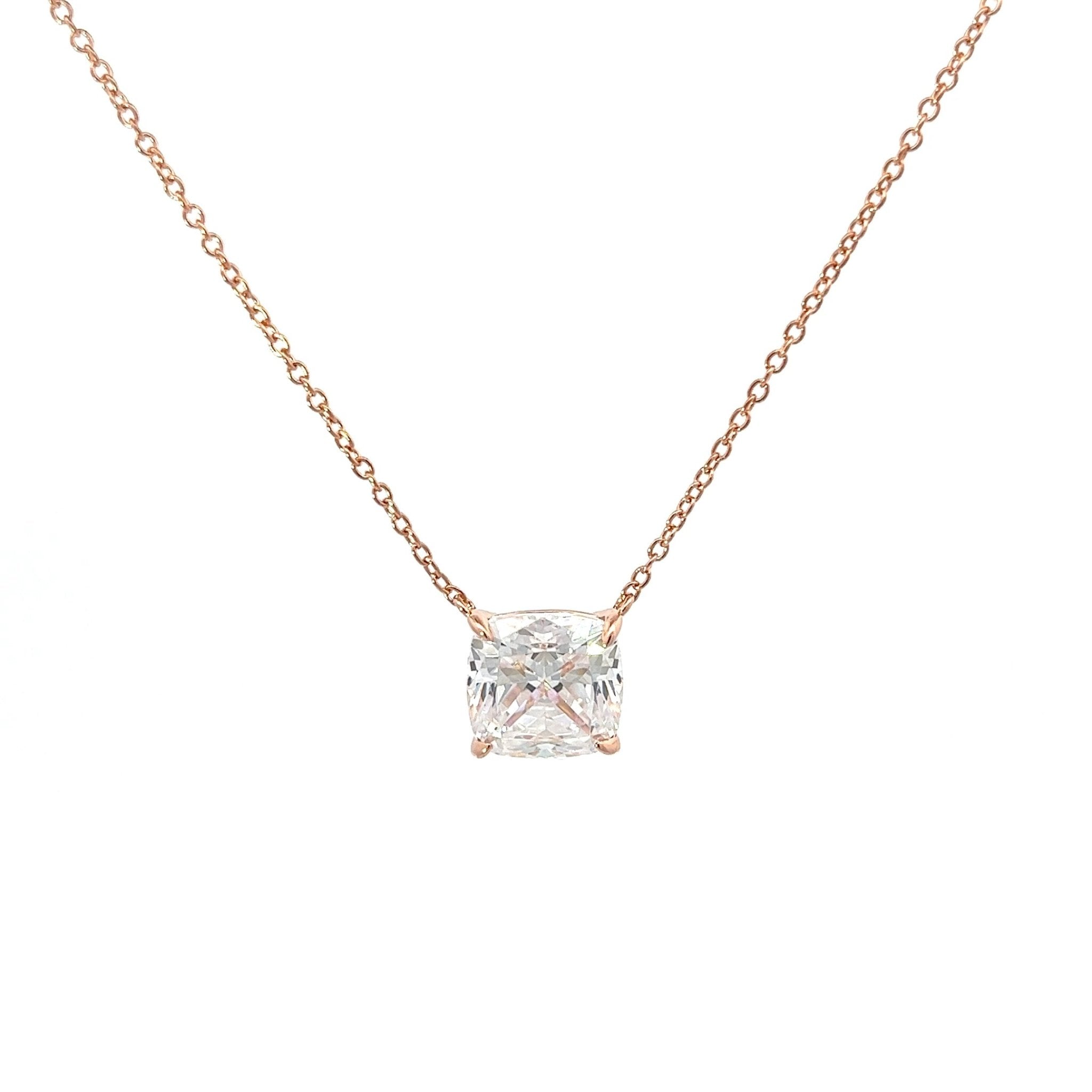 Cushion Cut Classic Diamond Silver Necklace by Natkina