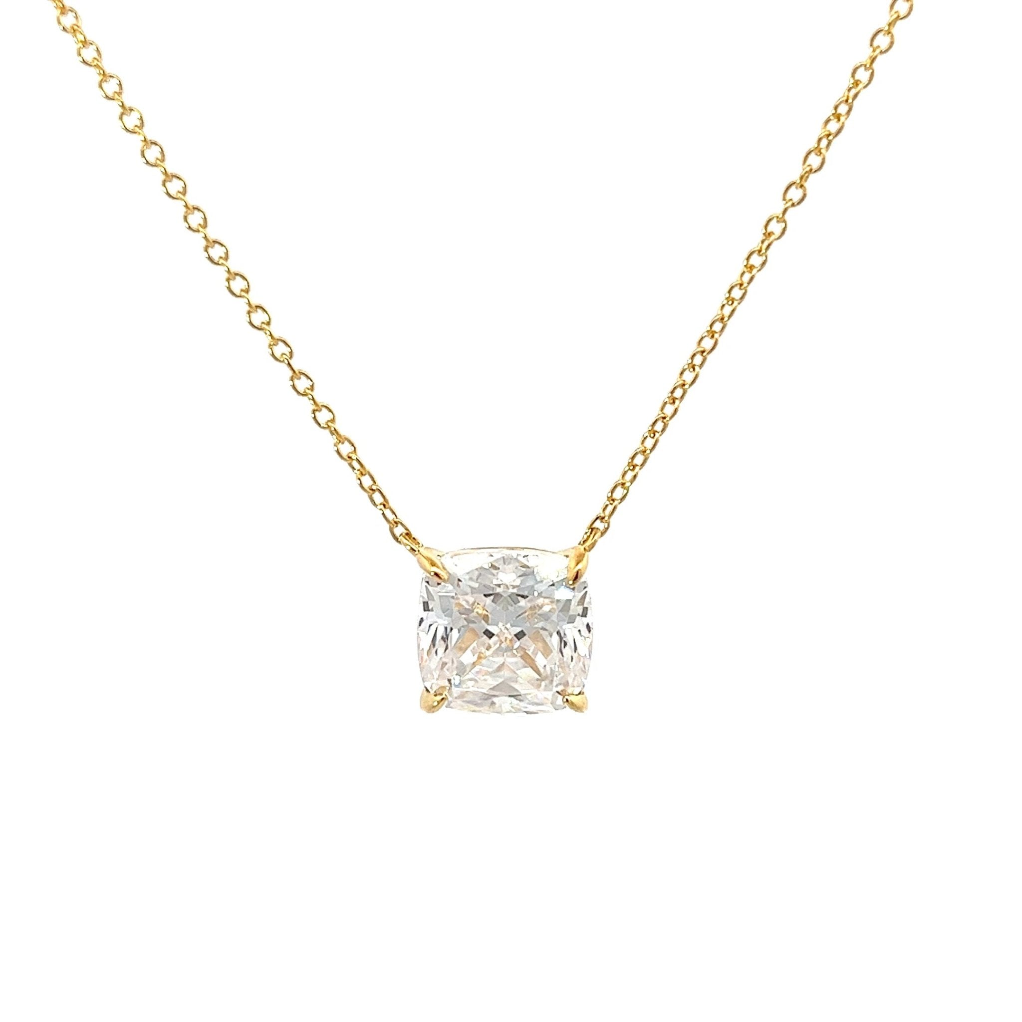 Cushion Cut Classic Diamond Silver Necklace by Natkina