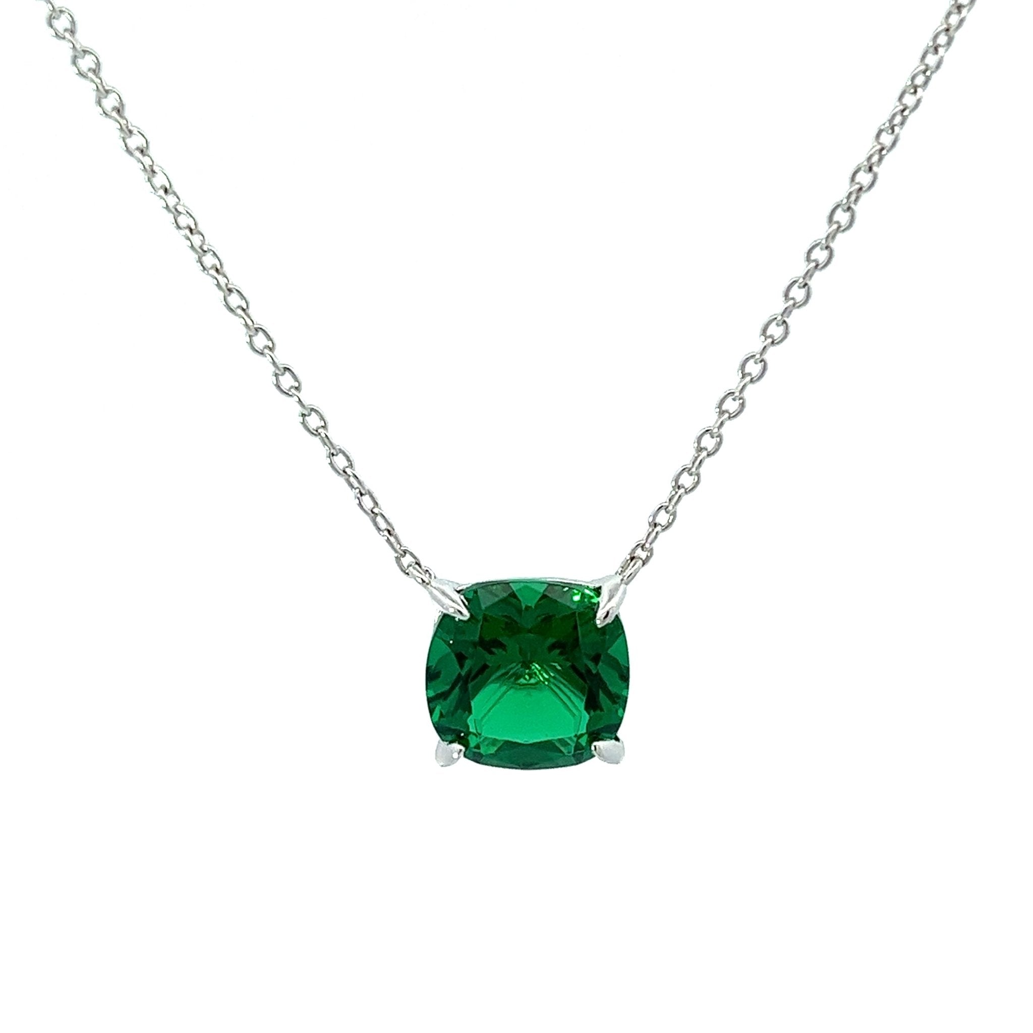 Cushion Cut Classic Diamond Silver Necklace by Natkina