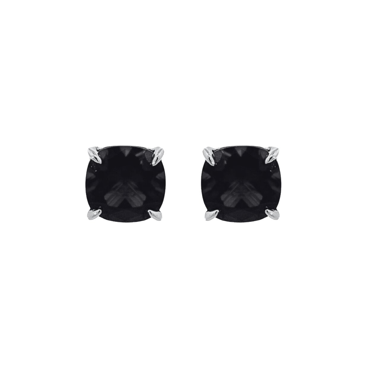 Cushion Cut Classic Diamond Silver Stud Earrings by Natkina