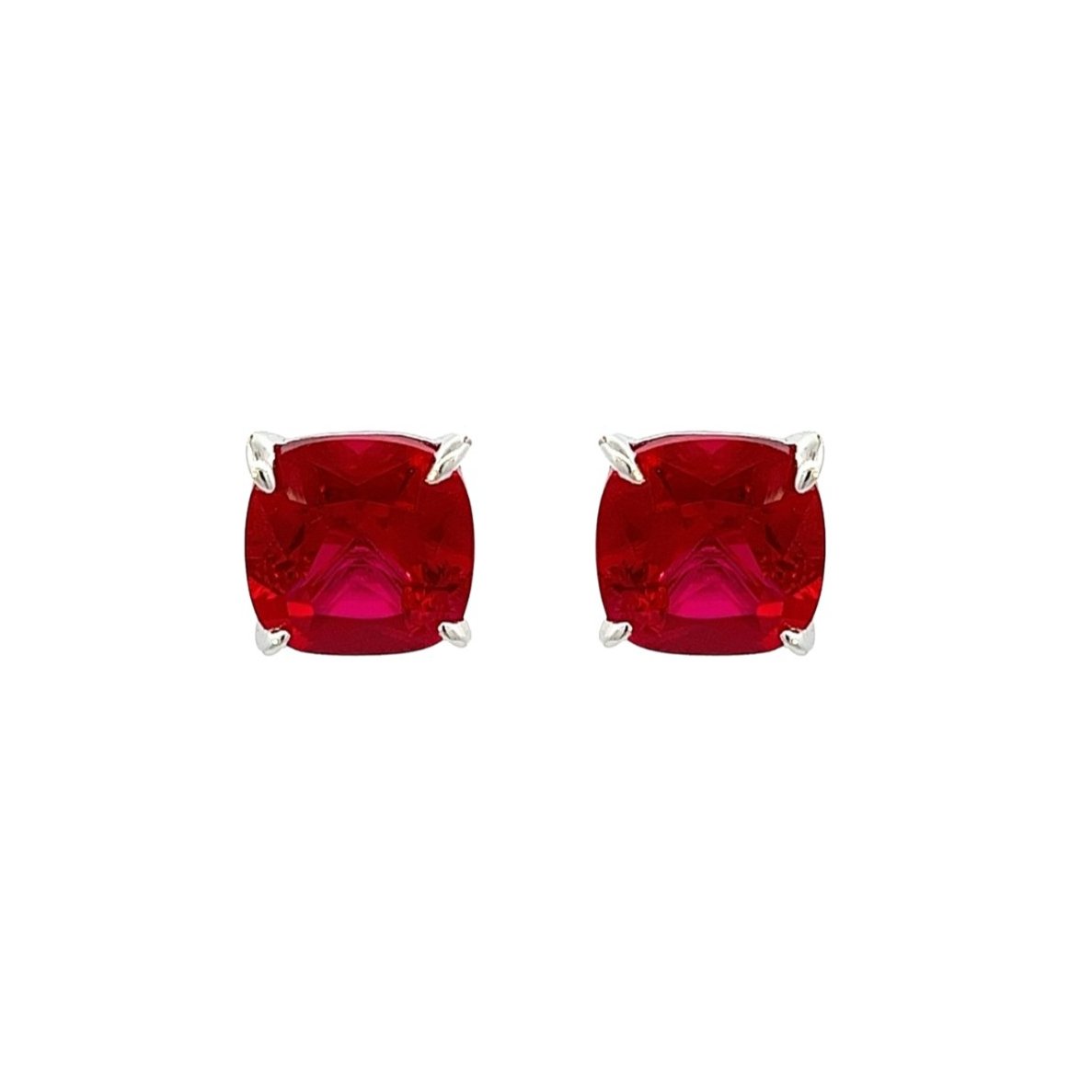 Cushion Cut Classic Diamond Silver Stud Earrings by Natkina