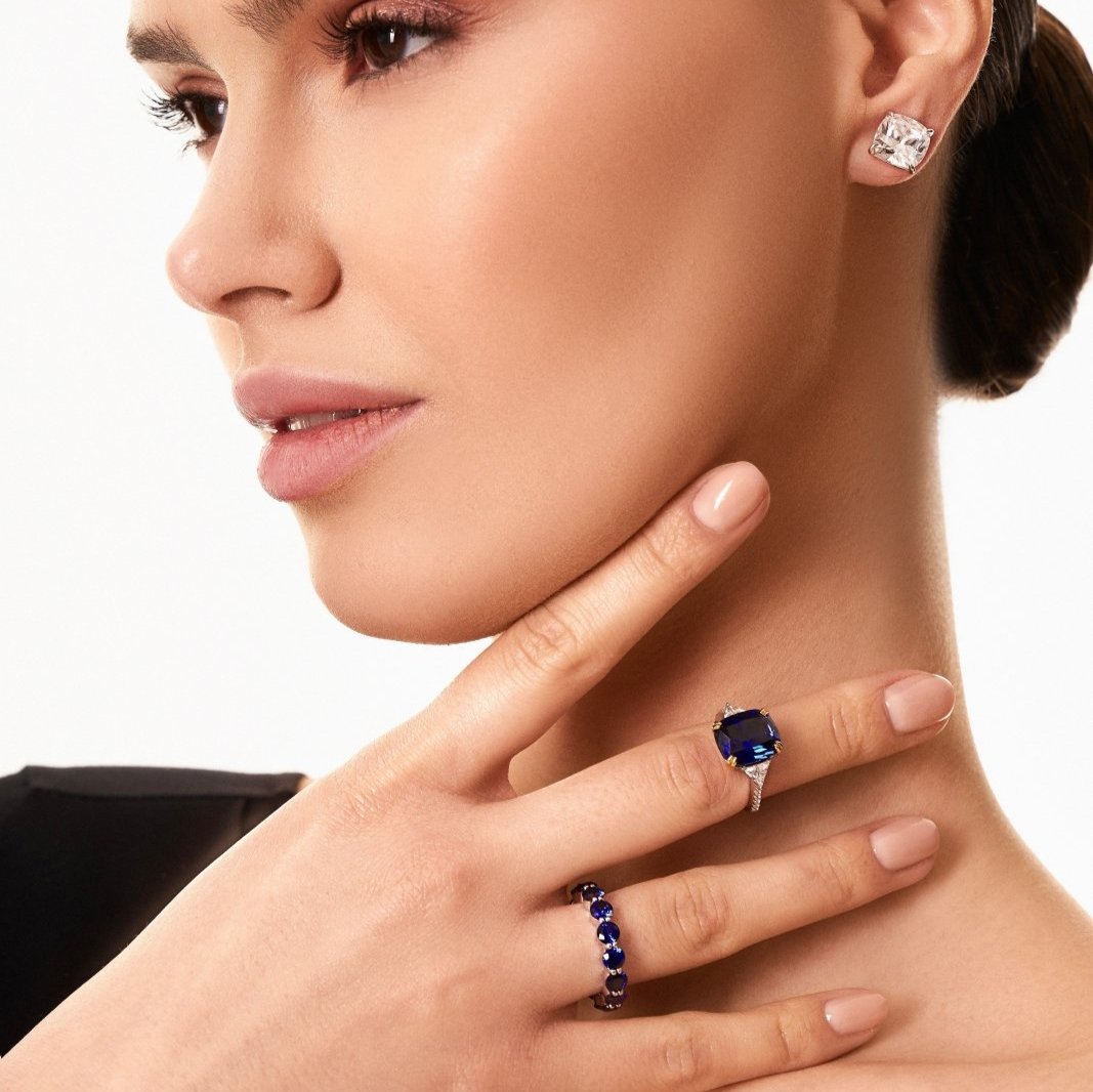 Cushion Cut Classic Diamond Silver Stud Earrings by Natkina