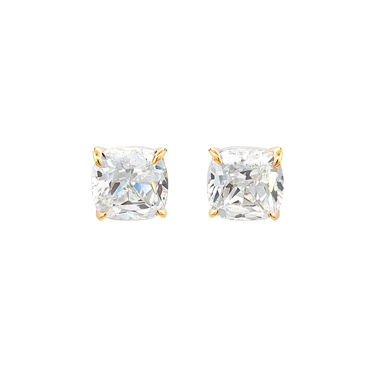 Cushion Cut Classic Diamond Silver Stud Earrings by Natkina