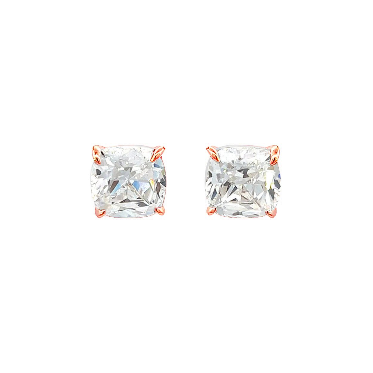 Cushion Cut Classic Diamond Silver Stud Earrings by Natkina