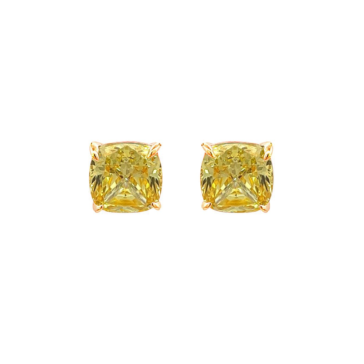 Cushion Cut Classic Diamond Silver Stud Earrings by Natkina