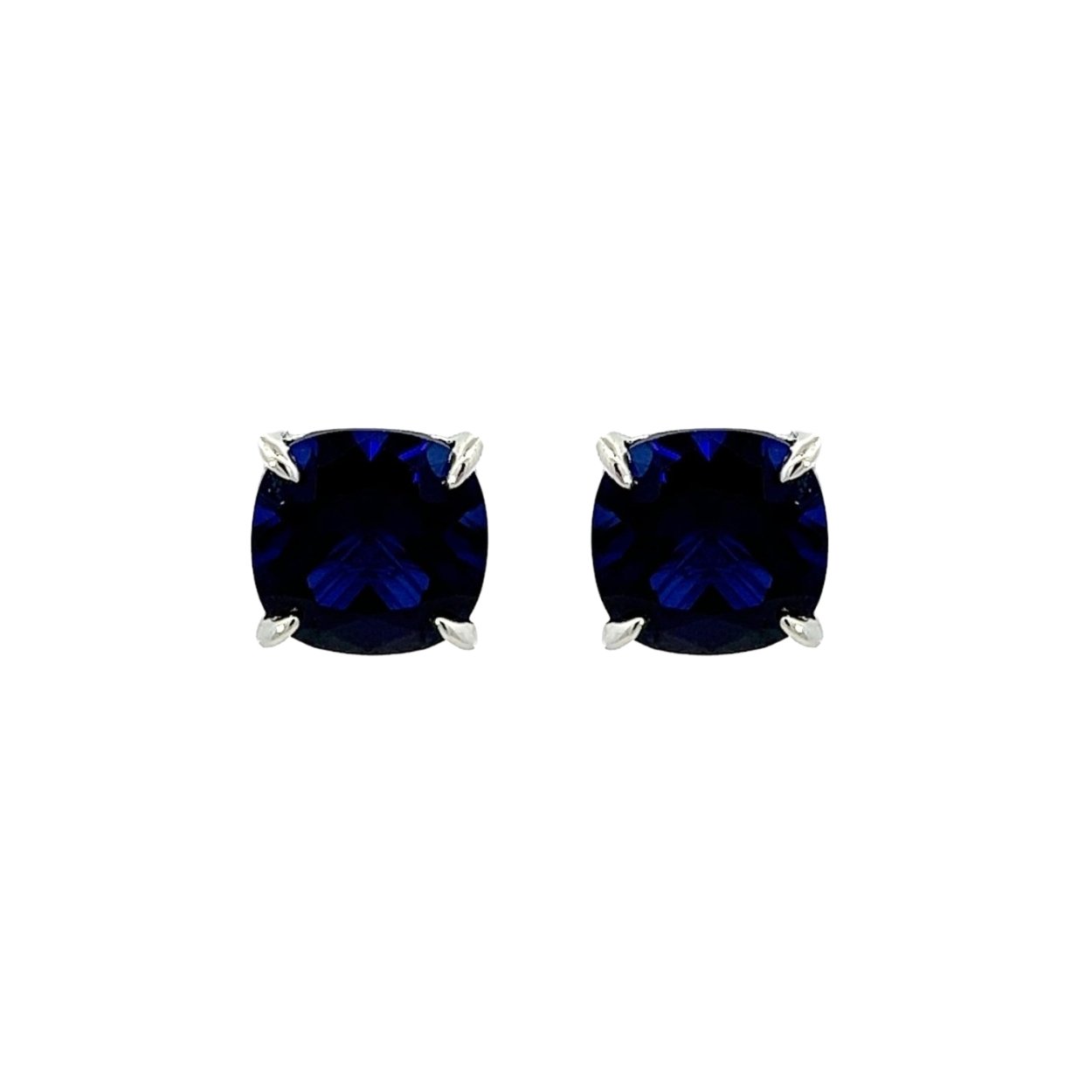 Cushion Cut Classic Diamond Silver Stud Earrings by Natkina