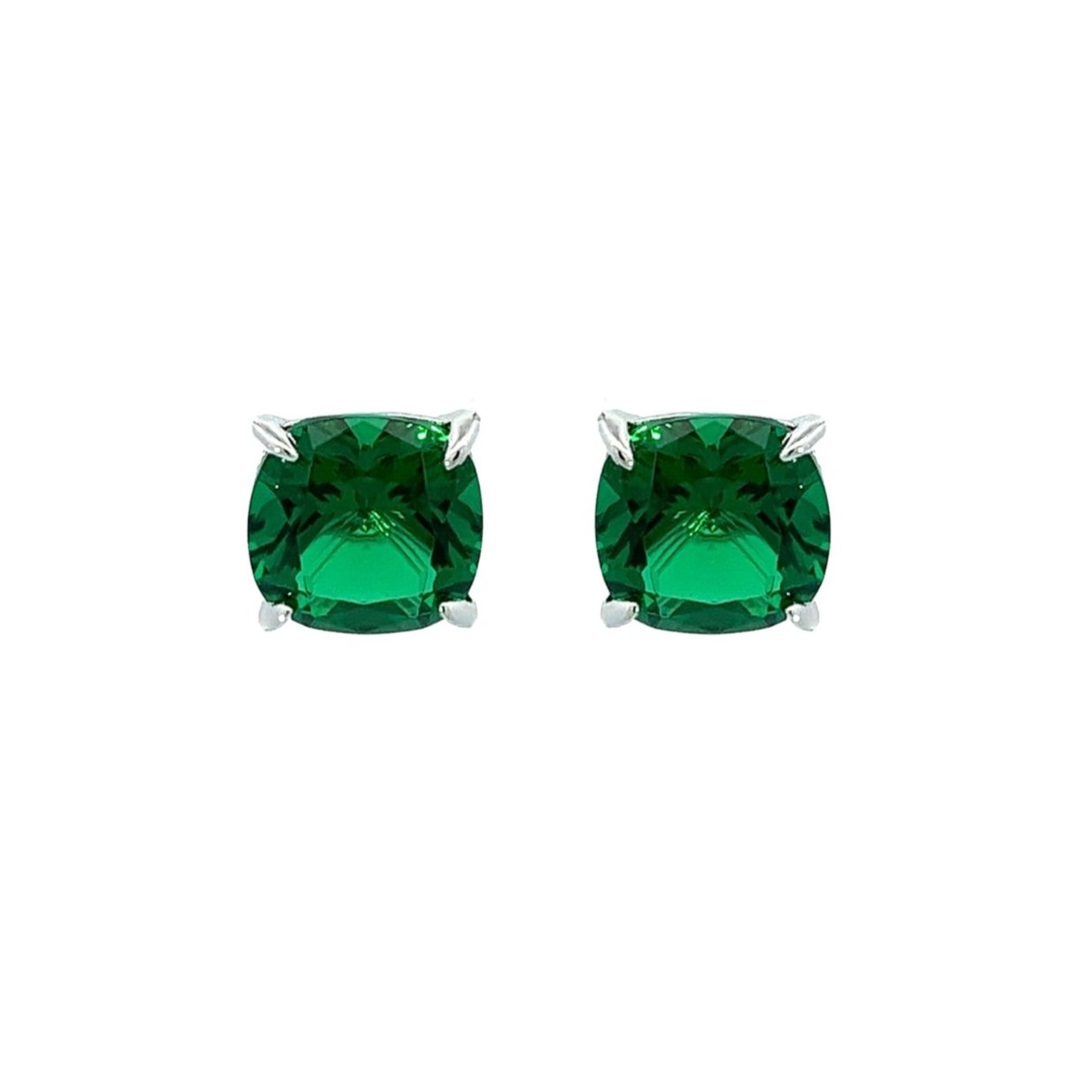 Cushion Cut Classic Diamond Silver Stud Earrings by Natkina