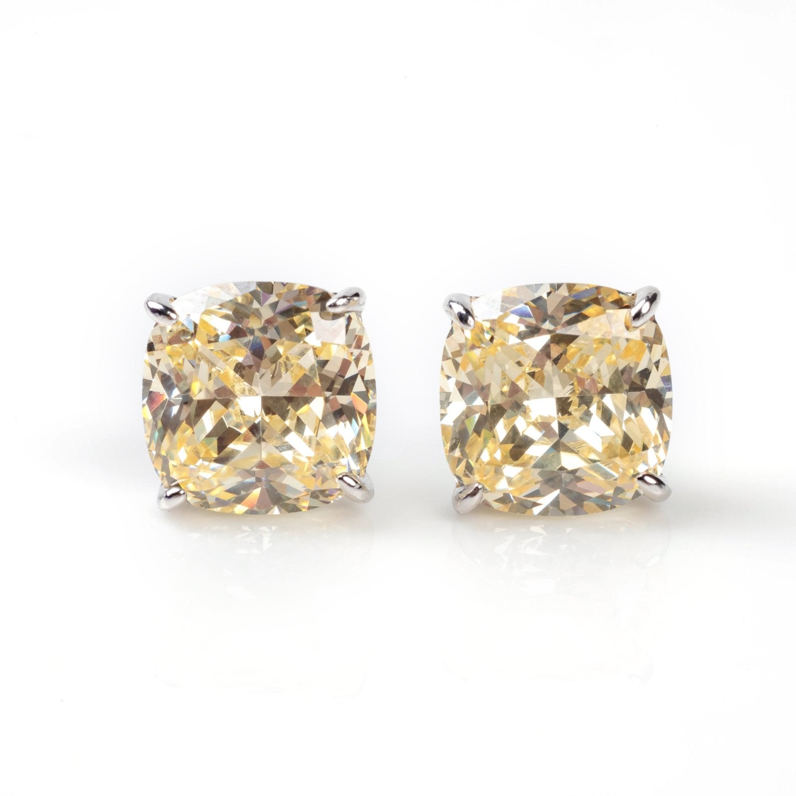 Cushion Cut Classic Diamond Silver Stud Earrings by Natkina