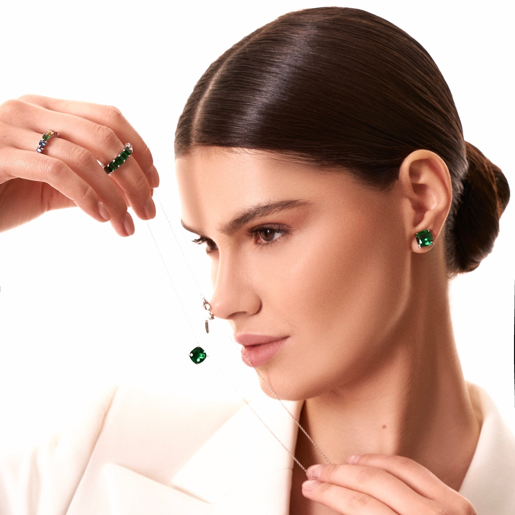 Cushion Cut Classic Diamond Silver Stud Earrings by Natkina