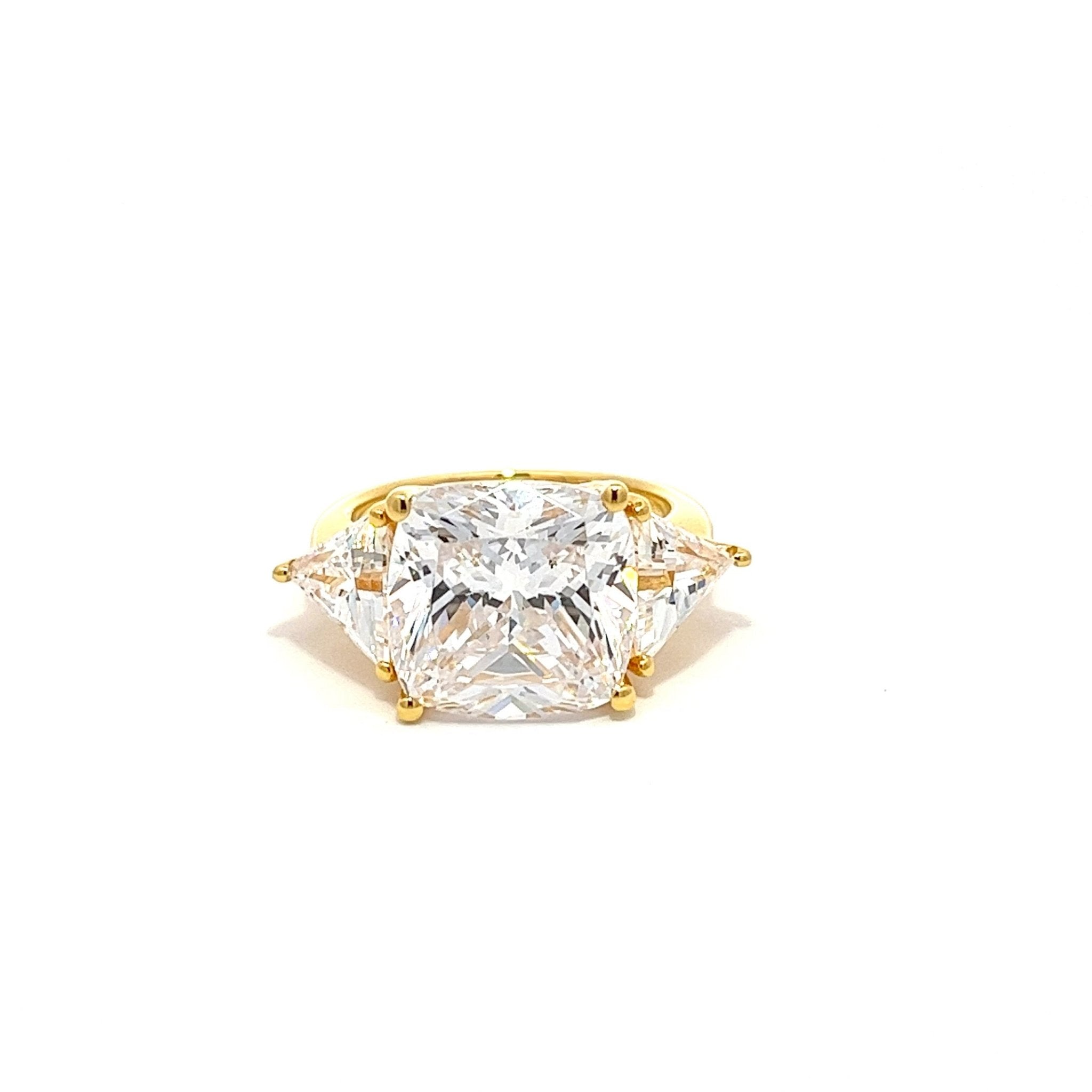 Cushion Cut Diamond Imitation Gold Plated Silver Ring Karolina by Natkina