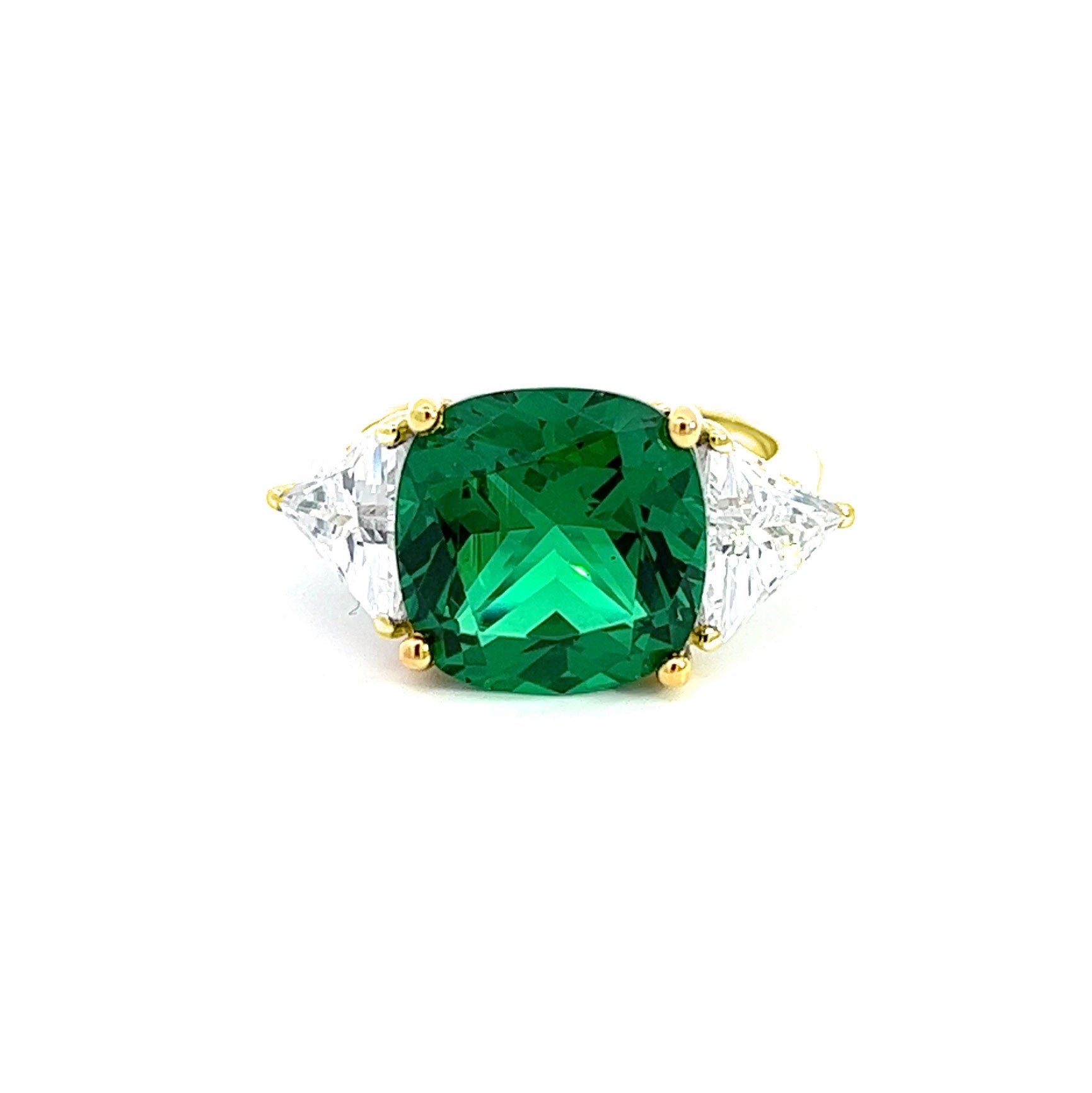 Cushion Cut Diamond Imitation Gold Plated Silver Ring Karolina by Natkina