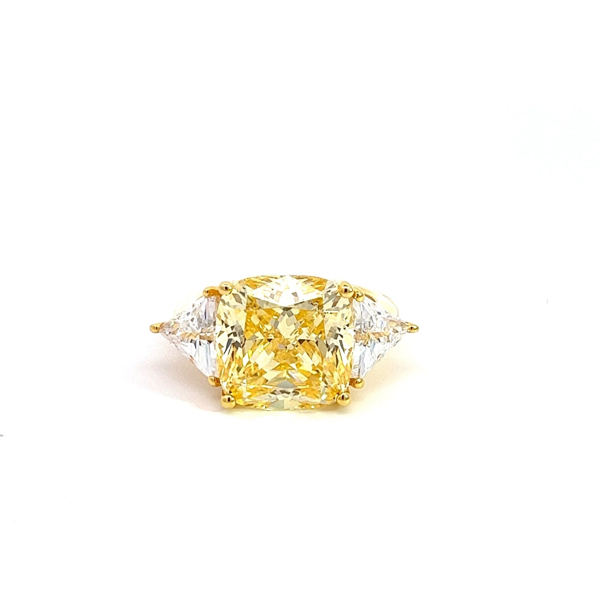 Cushion Cut Diamond Imitation Gold Plated Silver Ring Karolina by Natkina