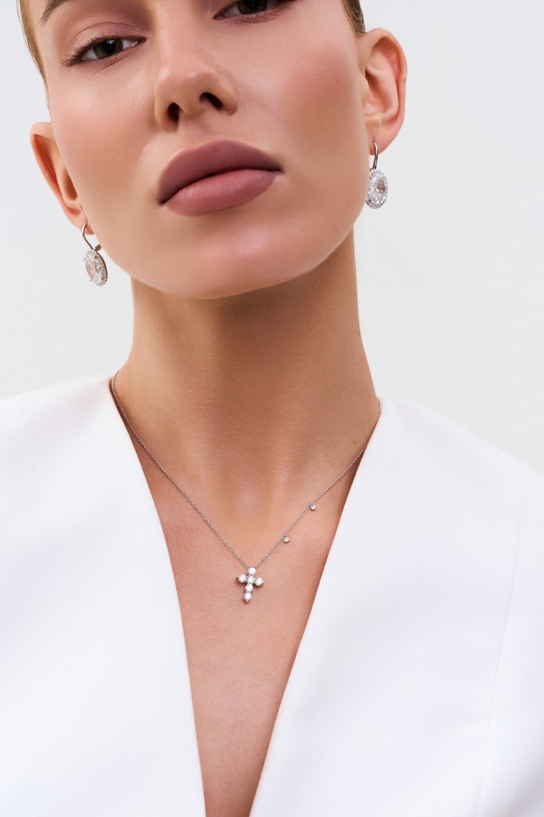 Daily White Cross Necklace 14.5 mm by Natkina