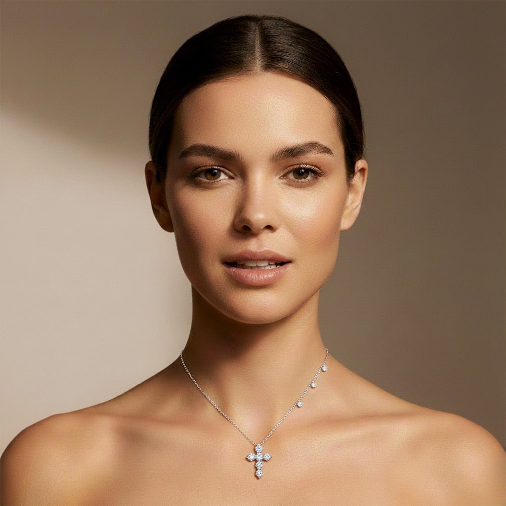 Daily White Cross Necklace 14.5 mm by Natkina