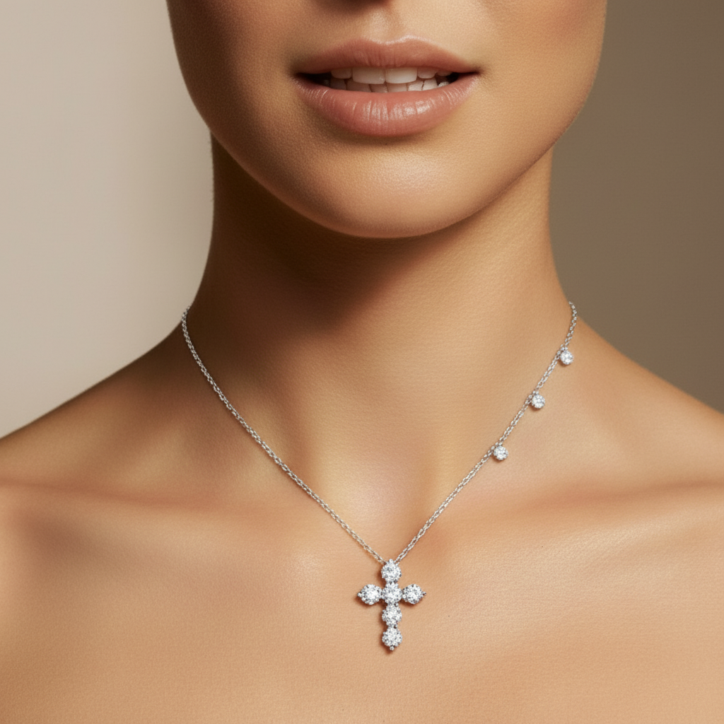 Daily White Cross Necklace 14.5 mm