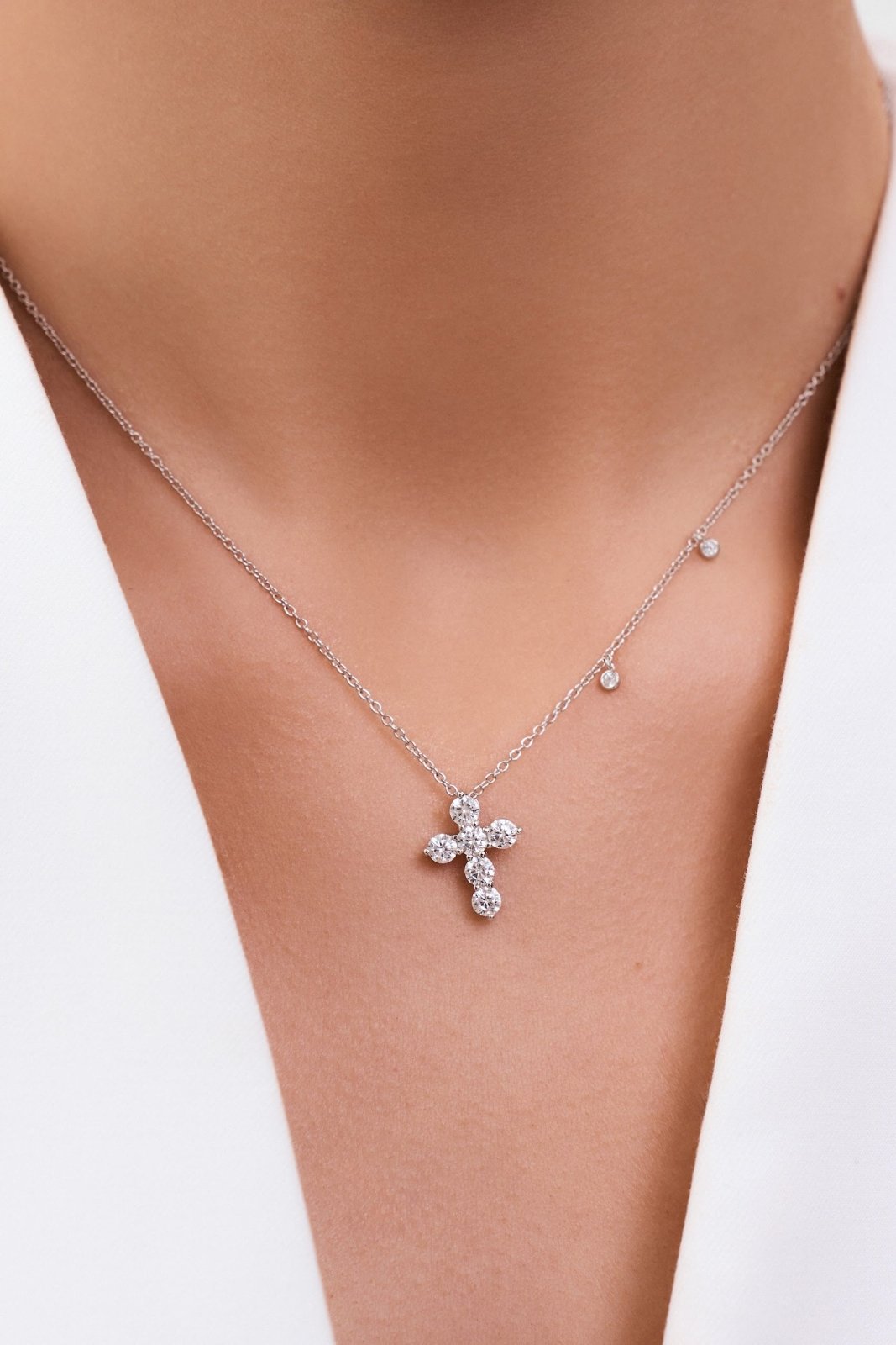 Daily White Cross Necklace 14.5 mm by Natkina