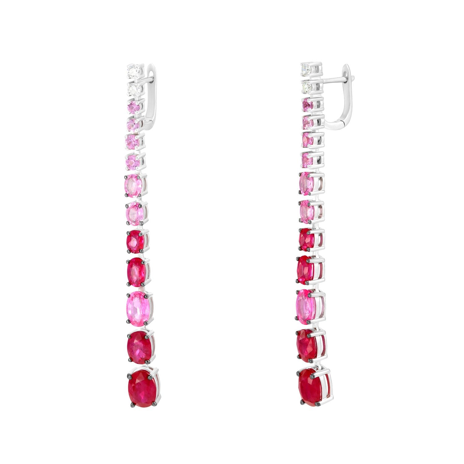 Dangle Diamond Pink Sapphire White Gold Earrings For Her by Natkina