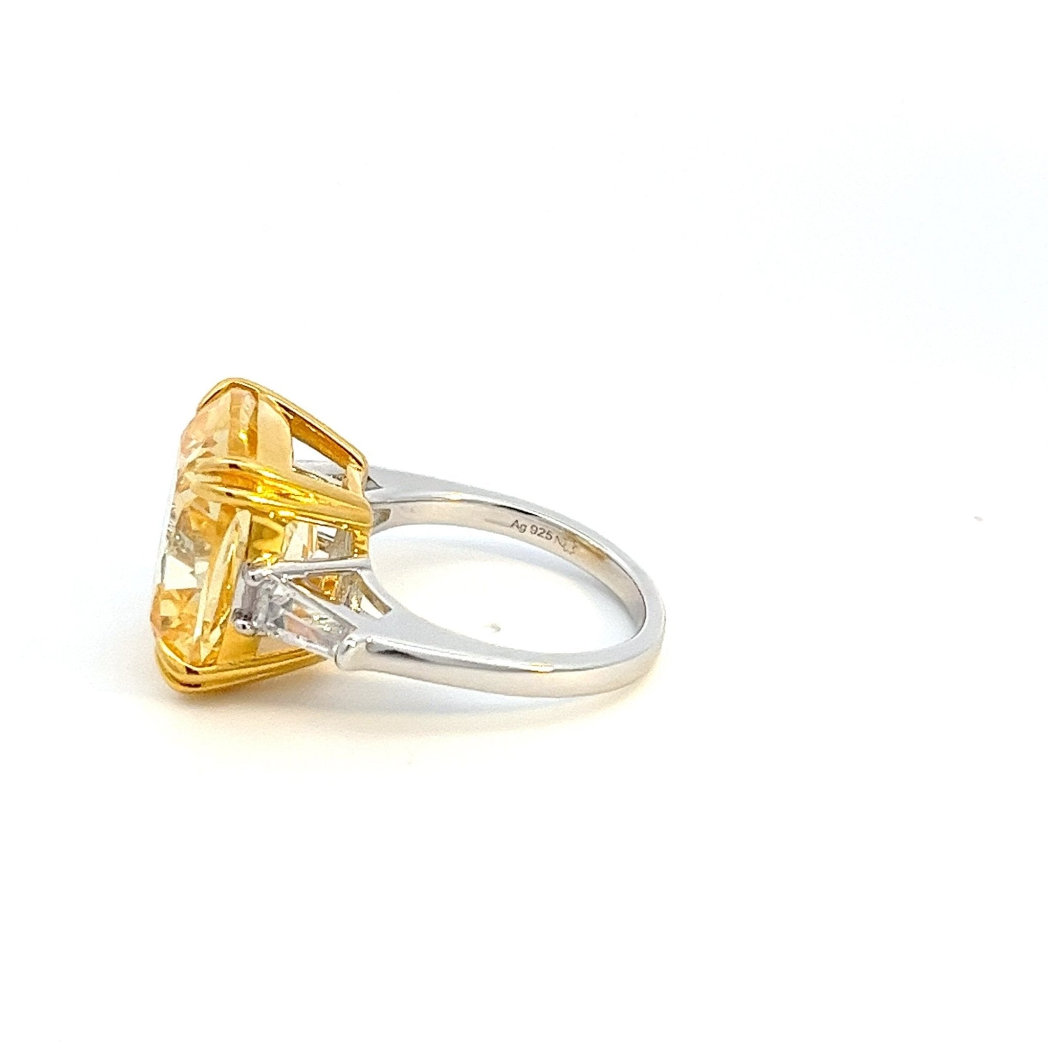 Delicate Cushion Cut CZ with Tappered Baguettes Silver Ring by Natkina