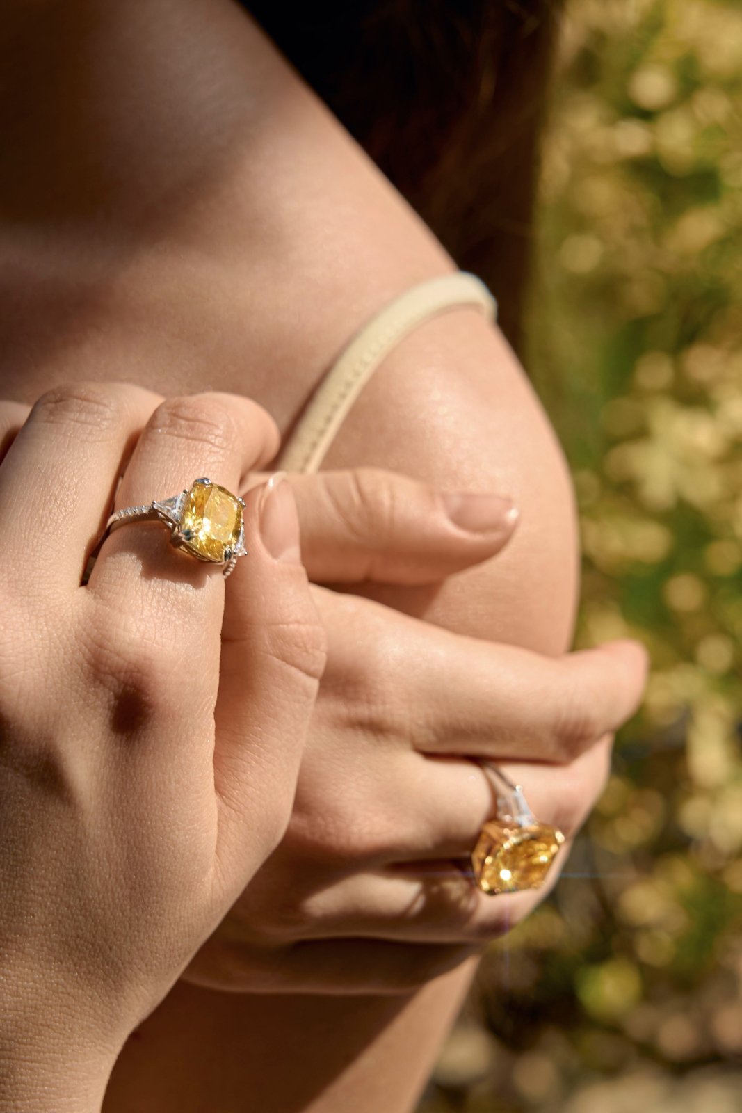 Delicate Cushion Cut with Baguettes Ring by Natkina