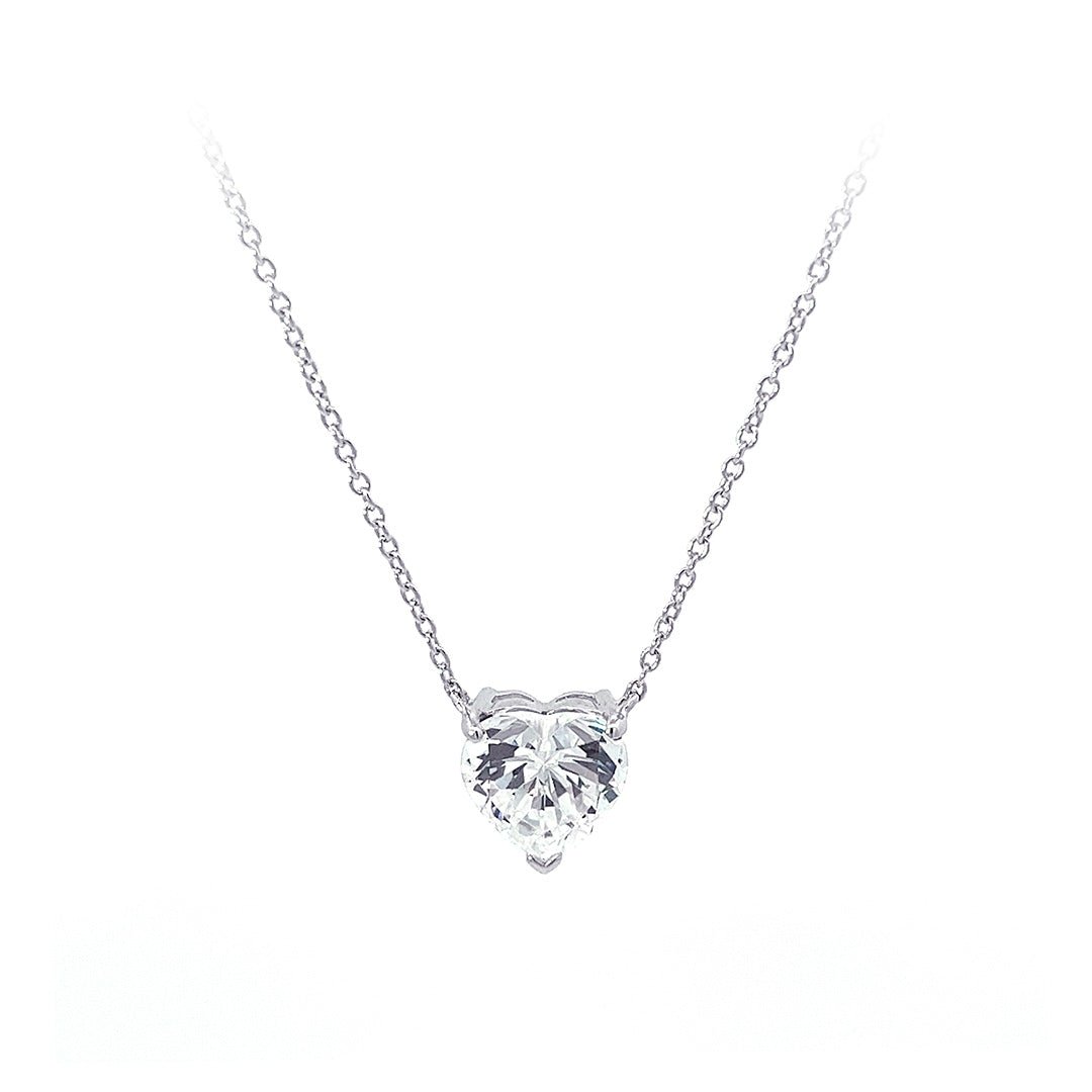Diamond Alternative Heart Silver Necklace by Natkina