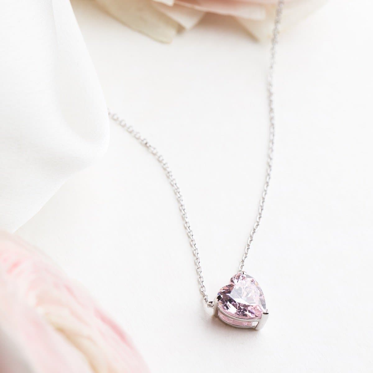 Diamond Alternative Heart Silver Necklace by Natkina