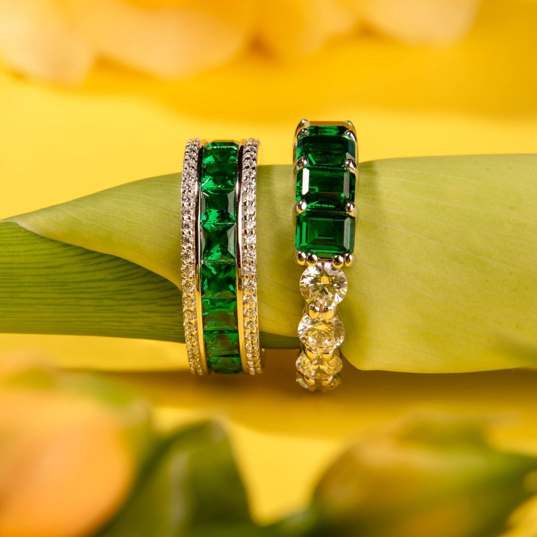 Diamond Alternative Silver Band Ring by Natkina