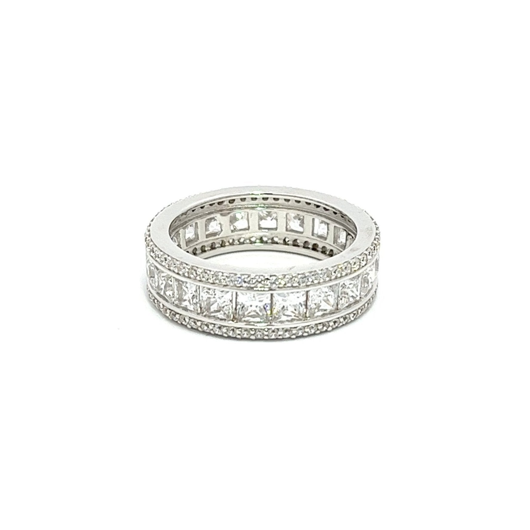 Diamond Alternative Silver Band Ring by Natkina