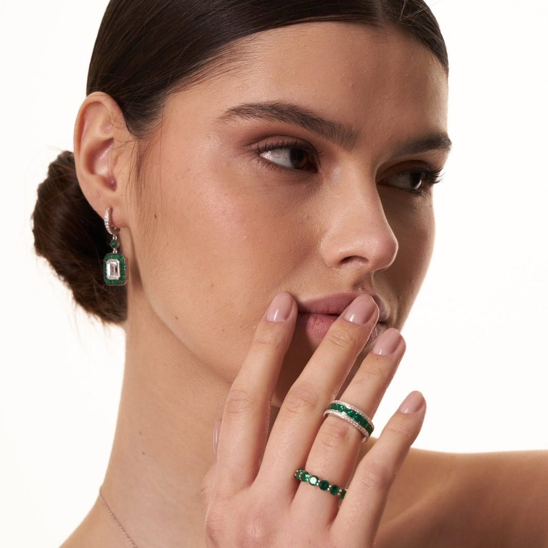 Diamond Alternative Silver Band Ring by Natkina