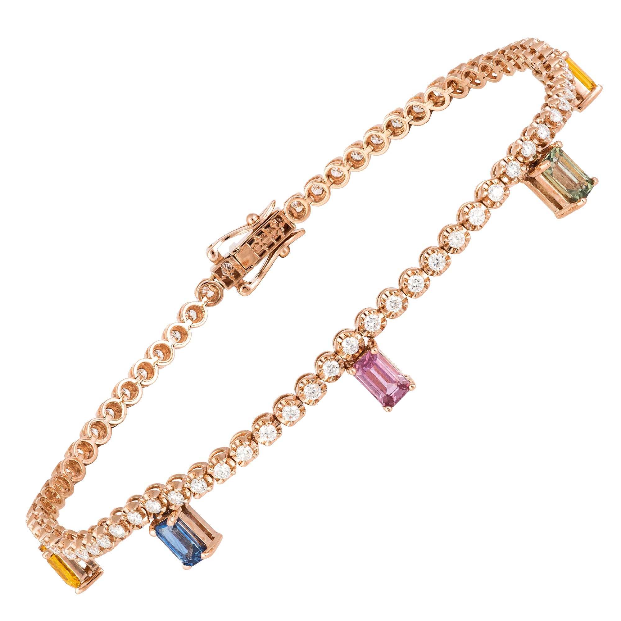 Diamond Multi Sapphire Tennis BRACELET 18K Rose Gold For Her by Natkina