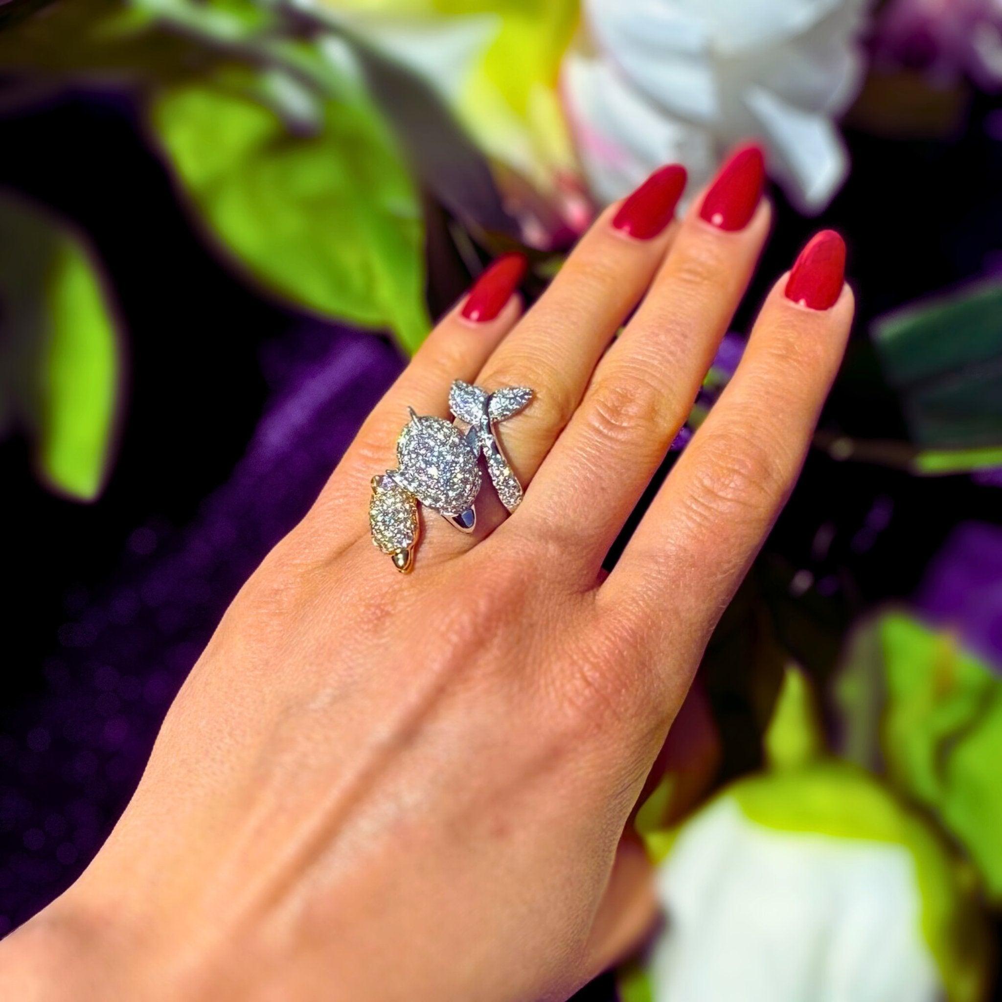 Dolphin Diamond White 18K Gold Exclusive Ring by Natkina