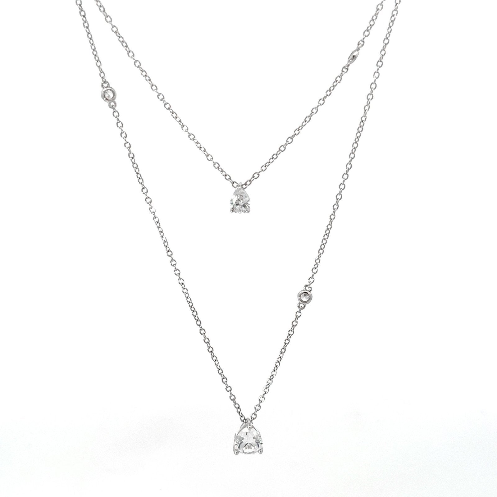Double Pear Cut Two Row Silver Necklace by Natkina