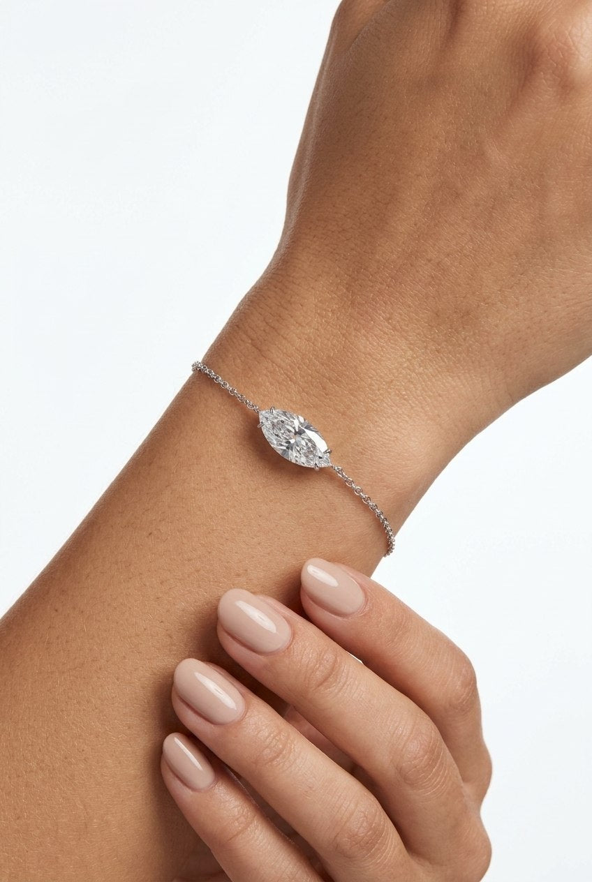 Elegant Marquise Cut 15 x 7 mm CZ Silver Bracelet by Natkina