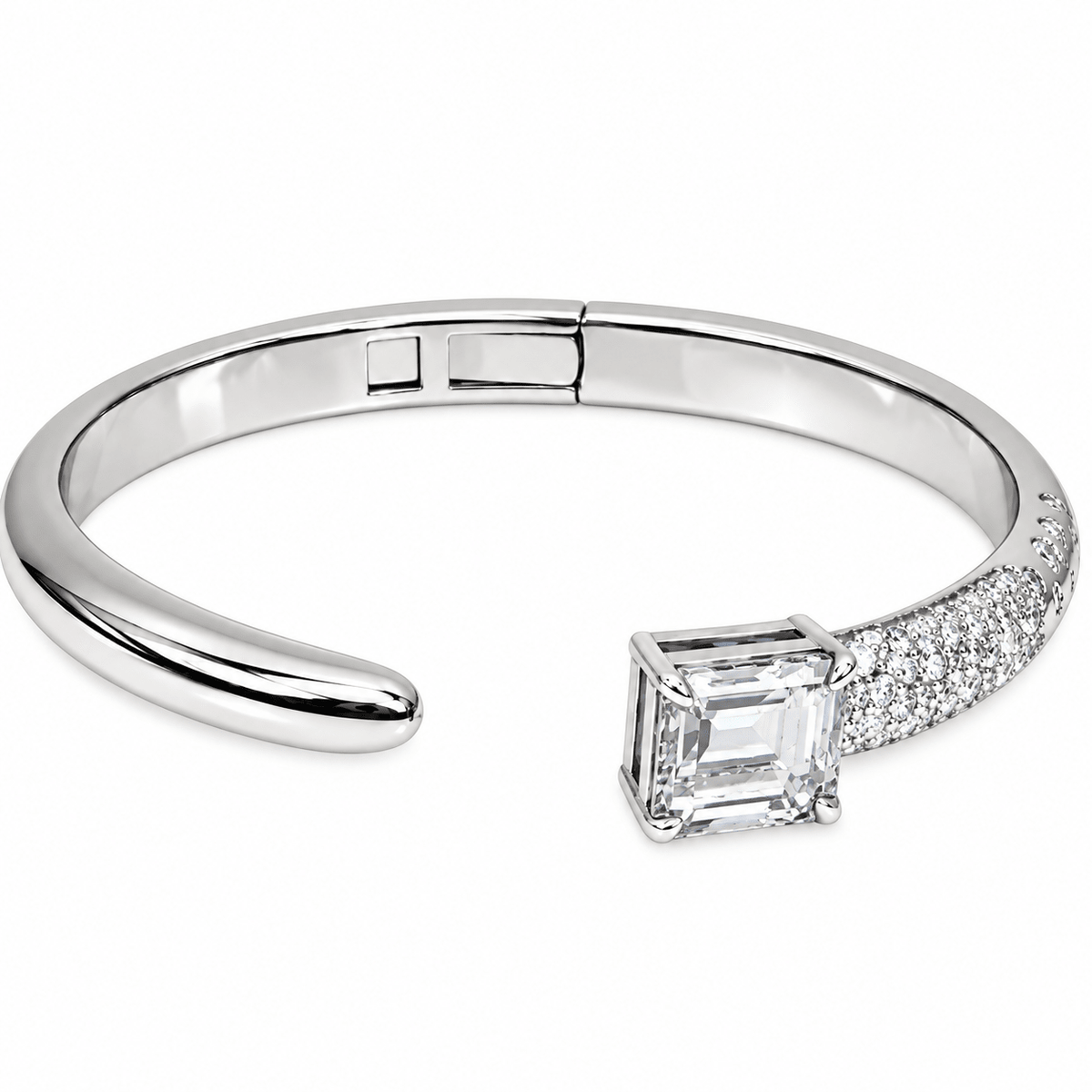 Emerald-Cut White Stone & Pavé Cuff Bracelet by Natkina