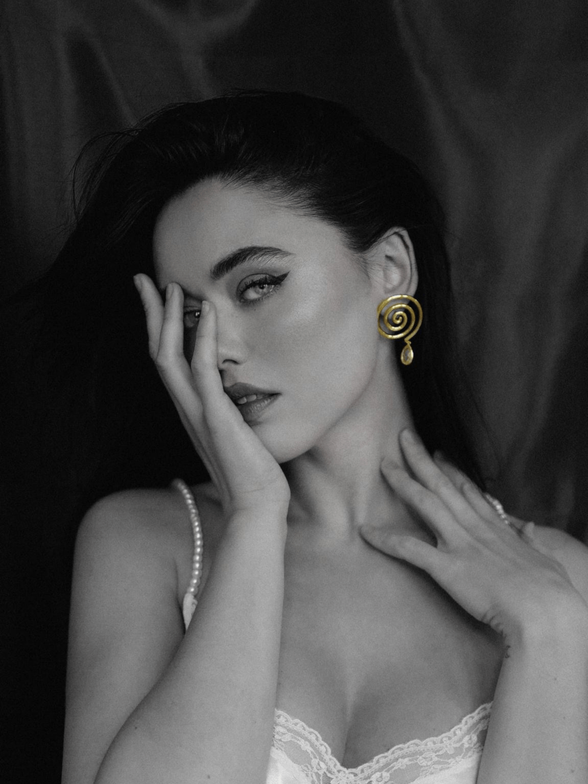 "En Eternal Mystery" Clear Crystal Large Earrings by Kristina Bazan by Natkina