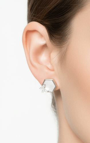 Eternelle Earrings Diamond Mother of Pearl White Gold by Natkina