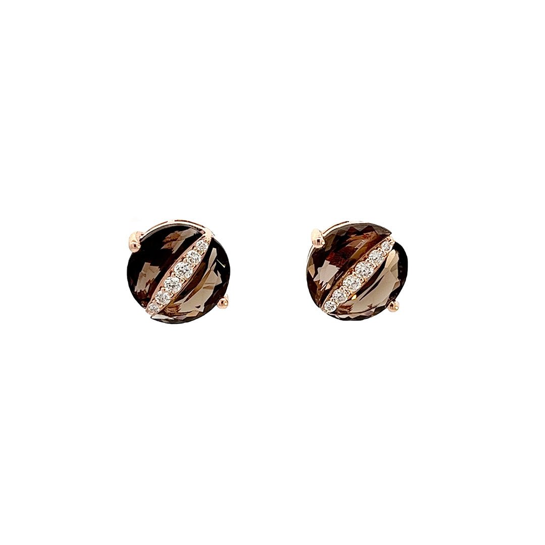 Eternelle Earrings Diamond Smoky Quartz Rose Gold by Natkina