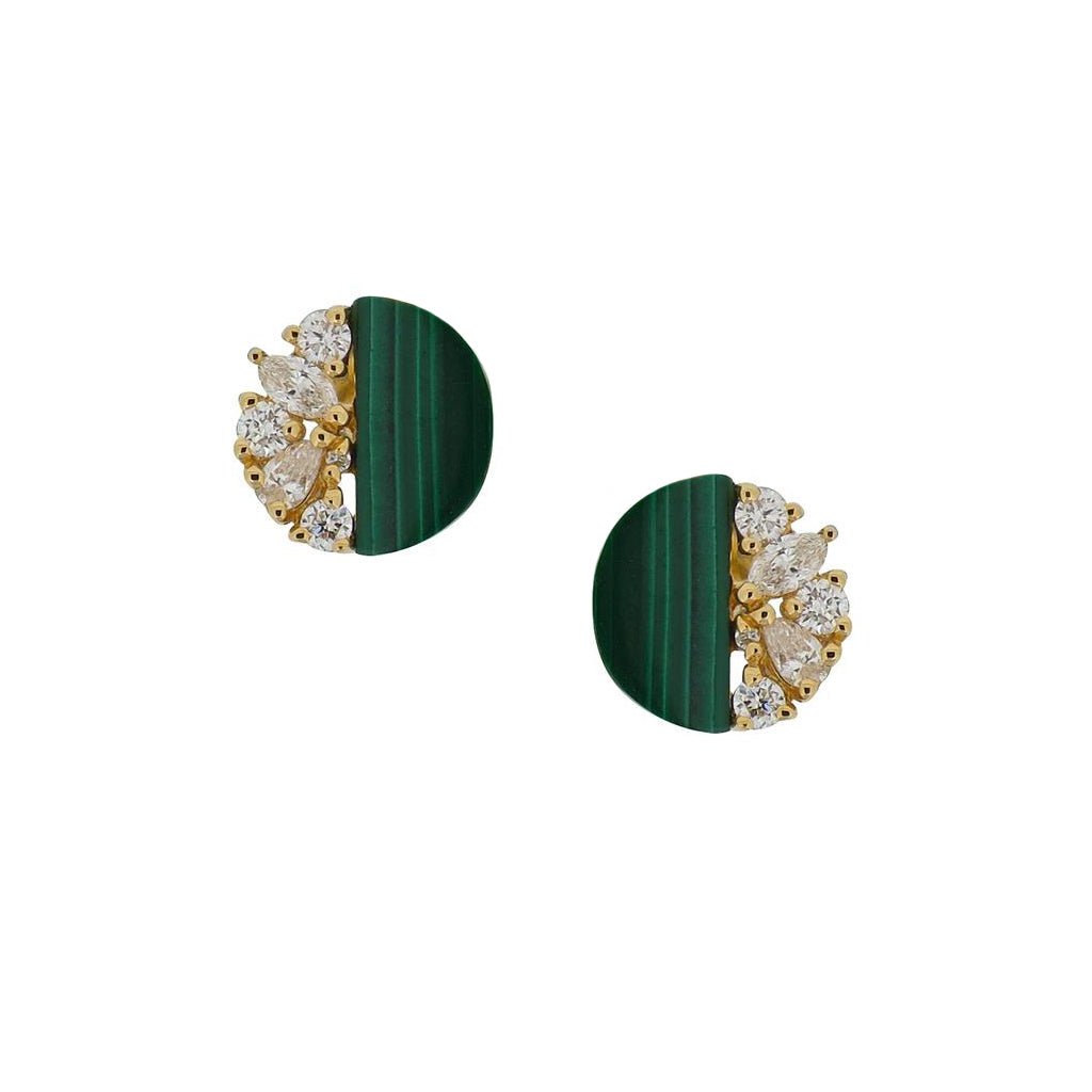 Eternelle Earrings Malachite Diamond Yellow Gold by Natkina