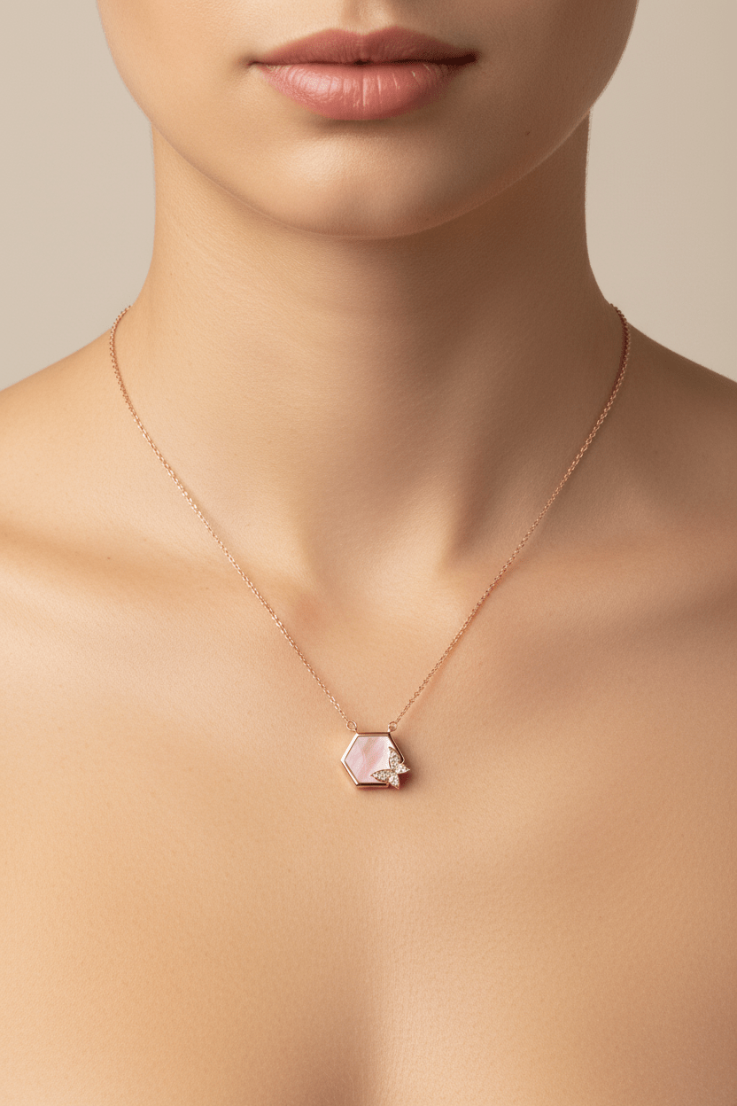 Eternelle Necklace Mother of Pearl Diamond Rose Gold by Natkina