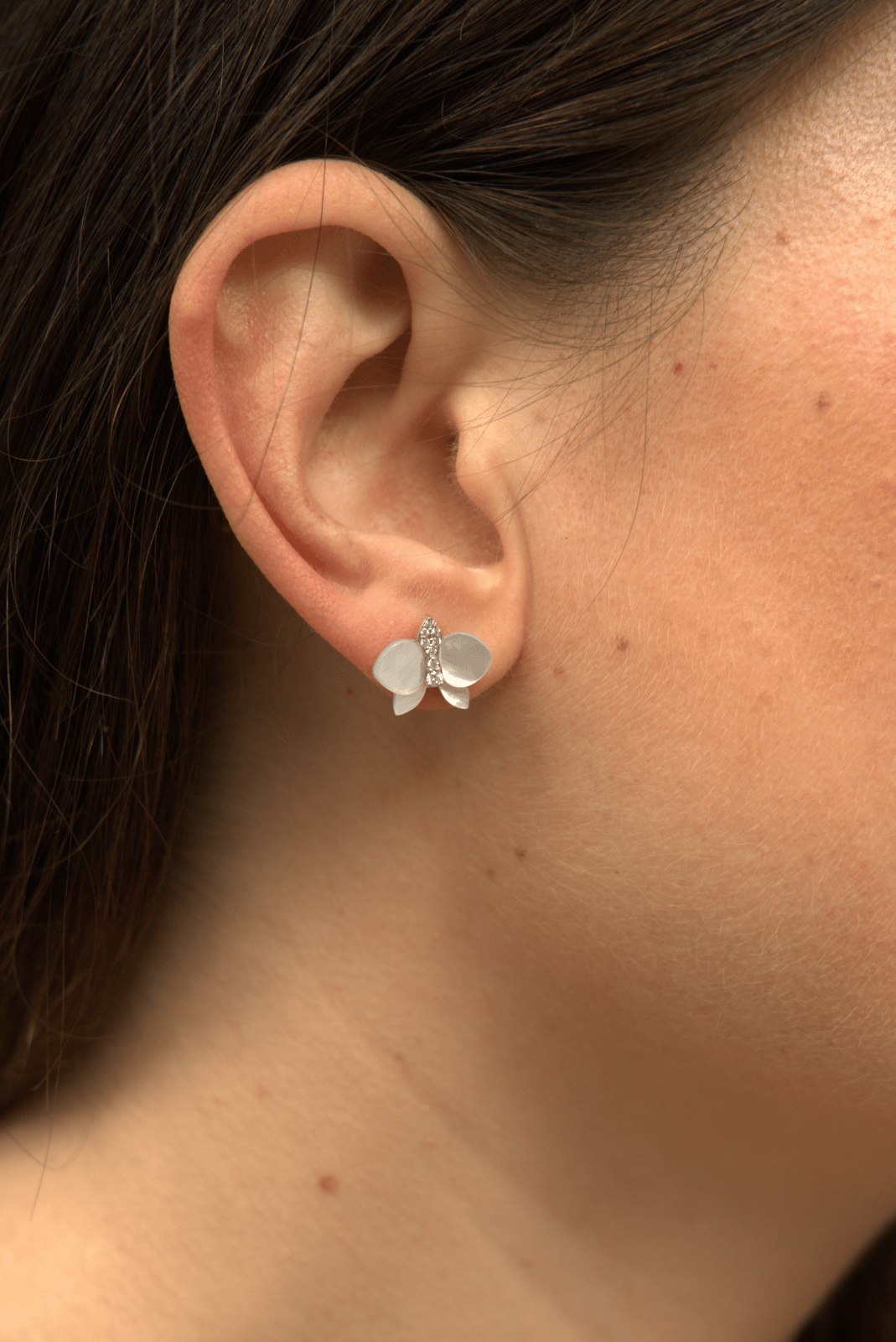 Eternelle Orchid Earrings Mother of Pearl White Gold by Natkina